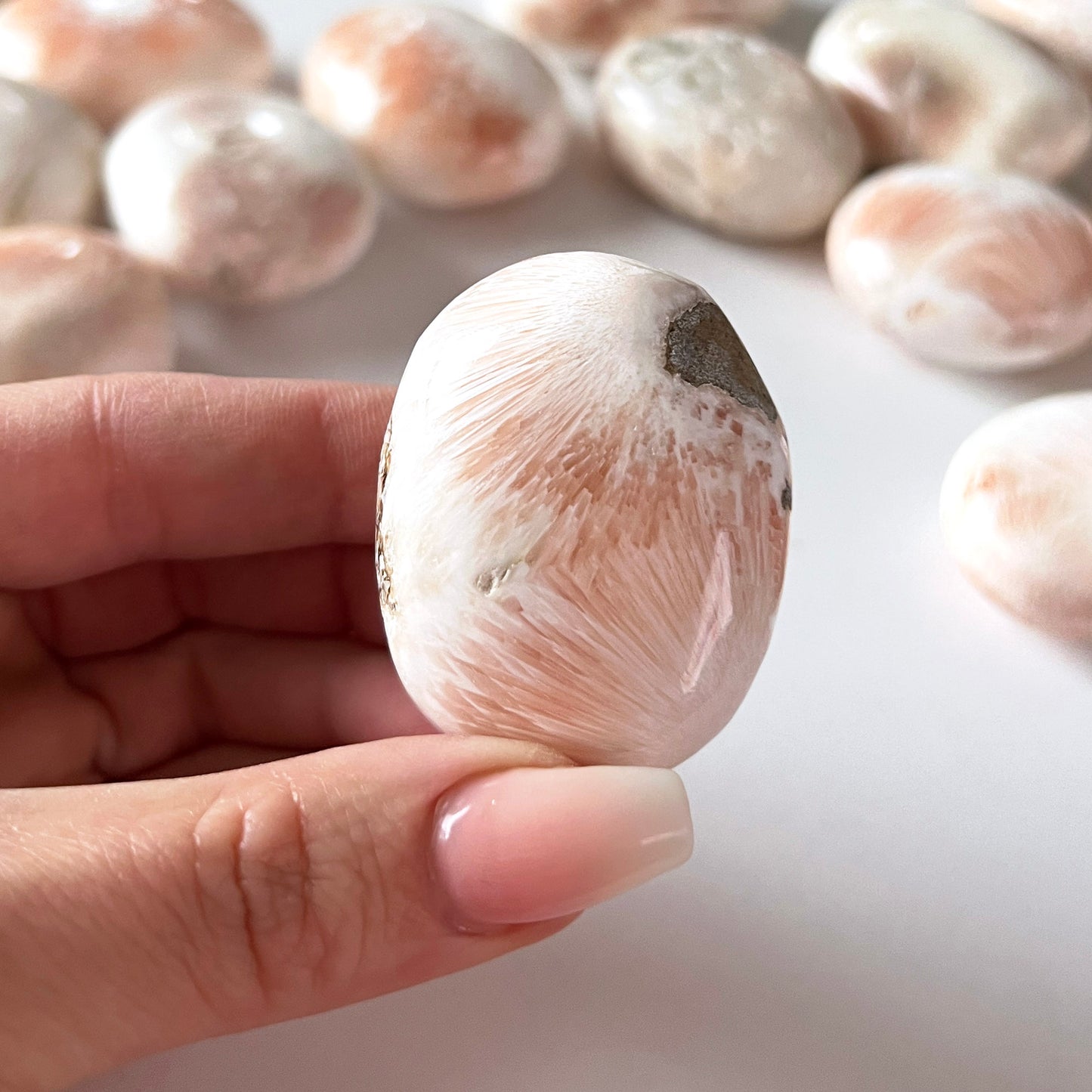 Pink Scolecite Palm Stone