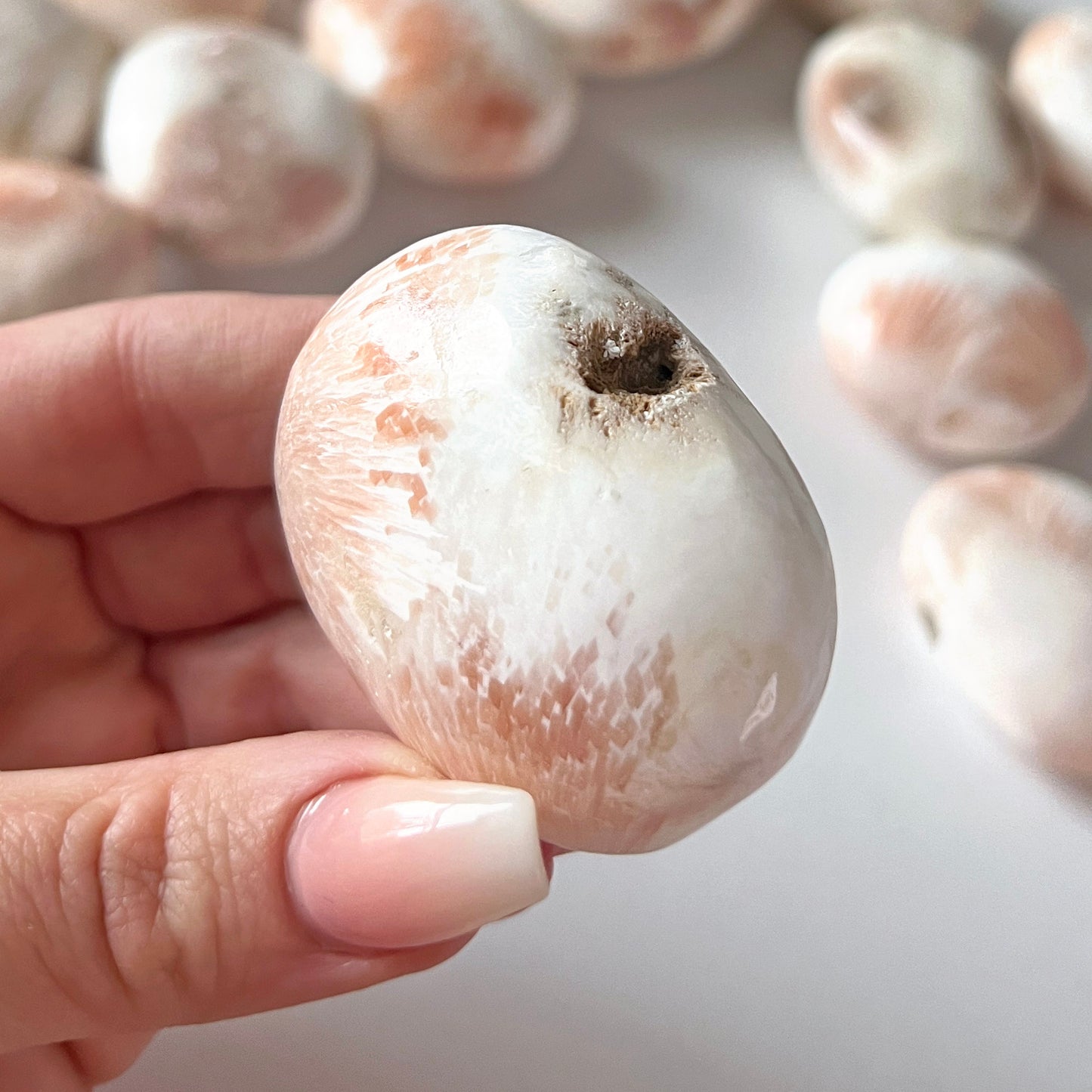 Pink Scolecite Palm Stone