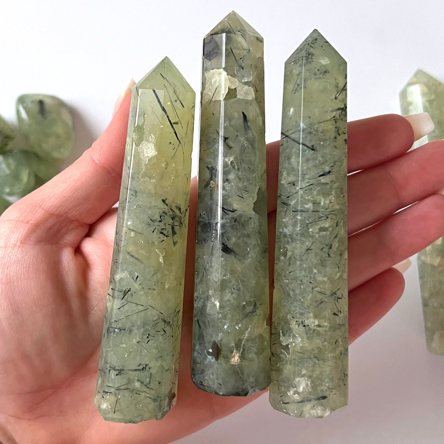 Prehnite Faceted Tower