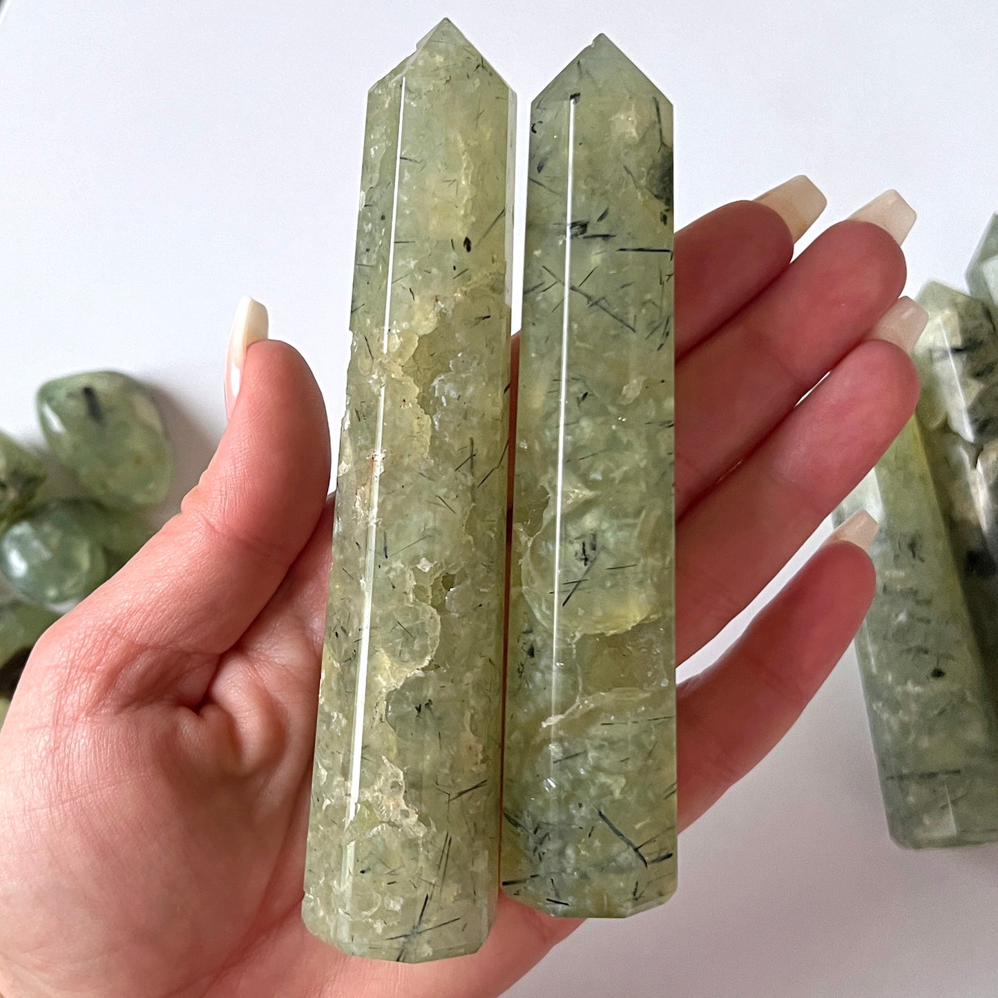 Prehnite Faceted Tower