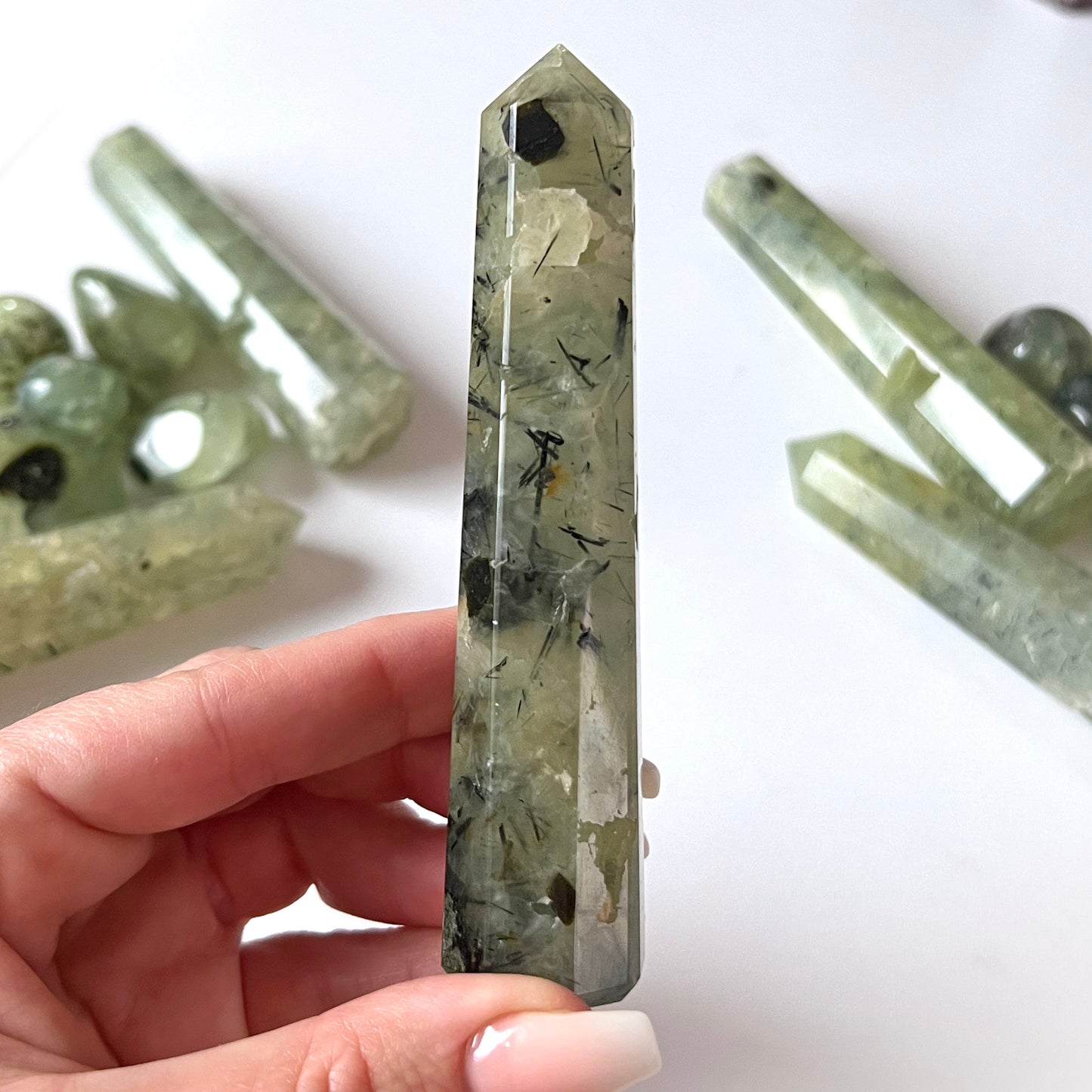 Prehnite Faceted Tower