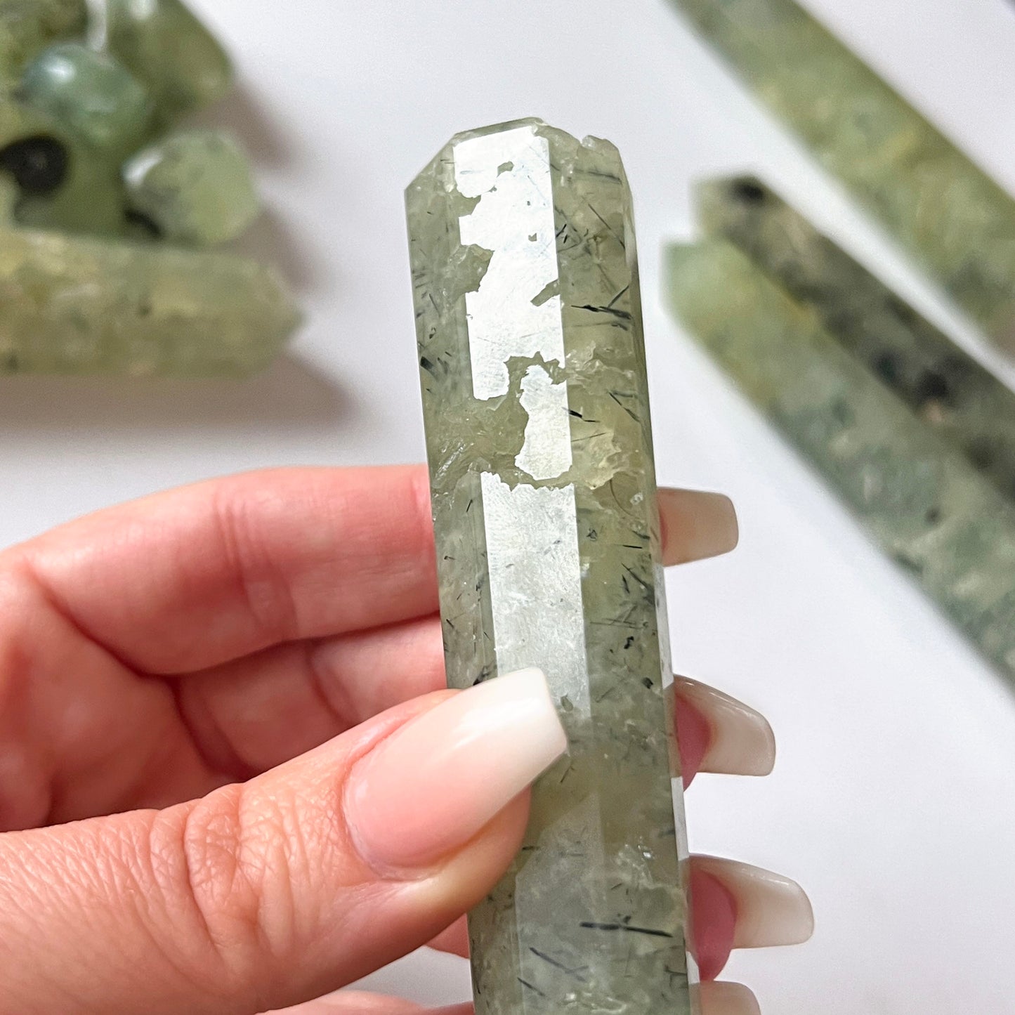 Prehnite Faceted Tower