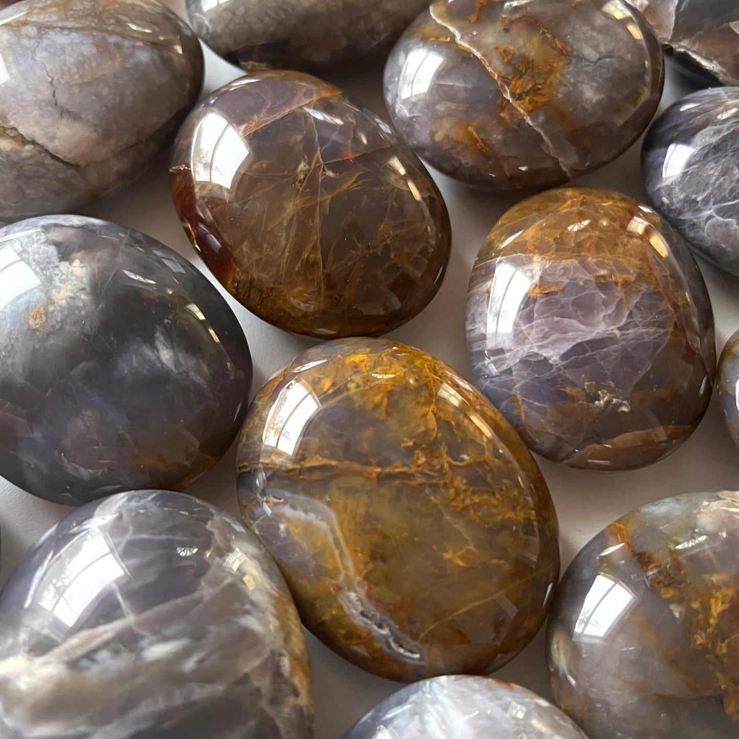 Purple Chalcedony Palm Stone