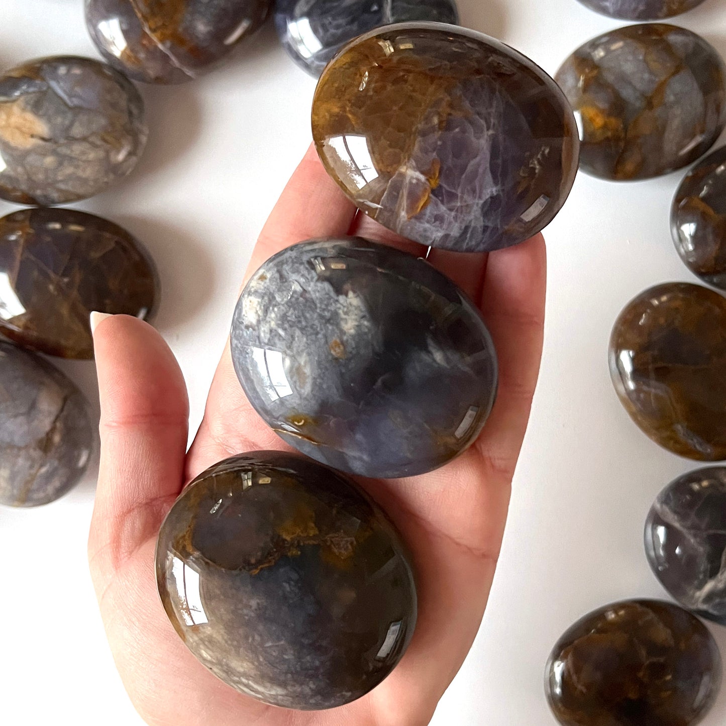 Purple Chalcedony Palm Stone