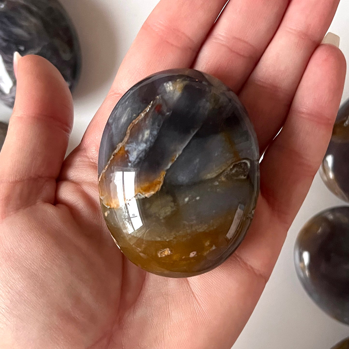 Purple Chalcedony Palm Stone
