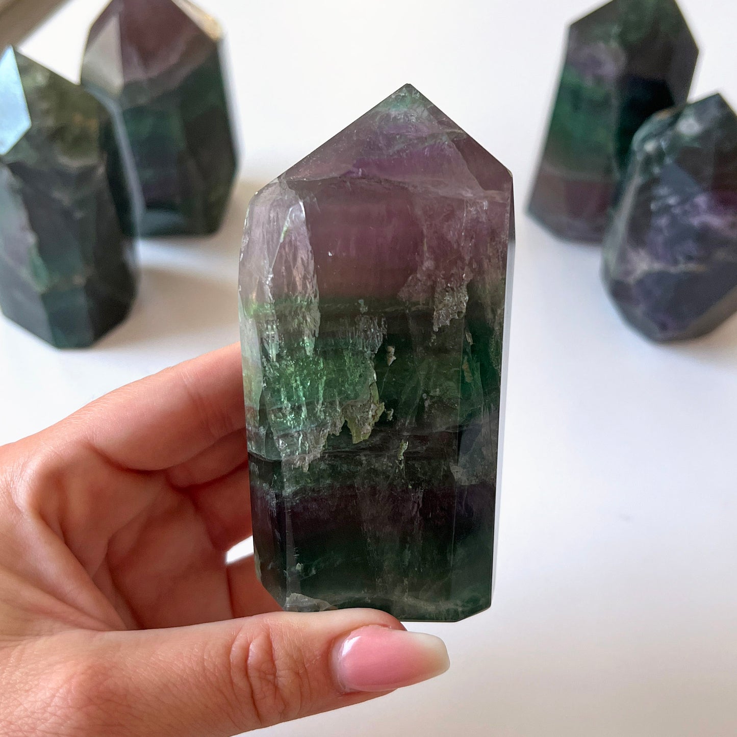 Rainbow Fluorite Faceted Tower