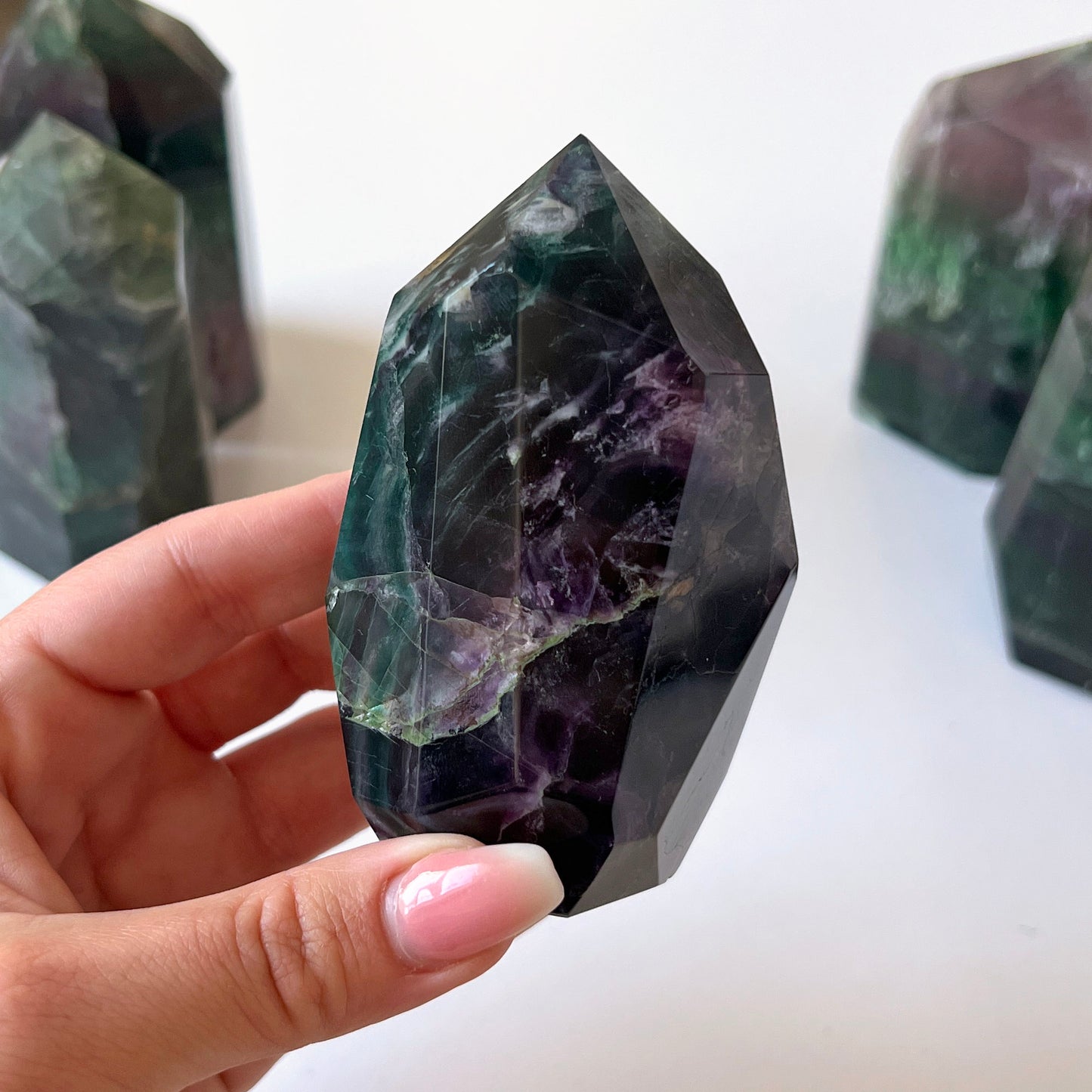 Rainbow Fluorite Faceted Tower