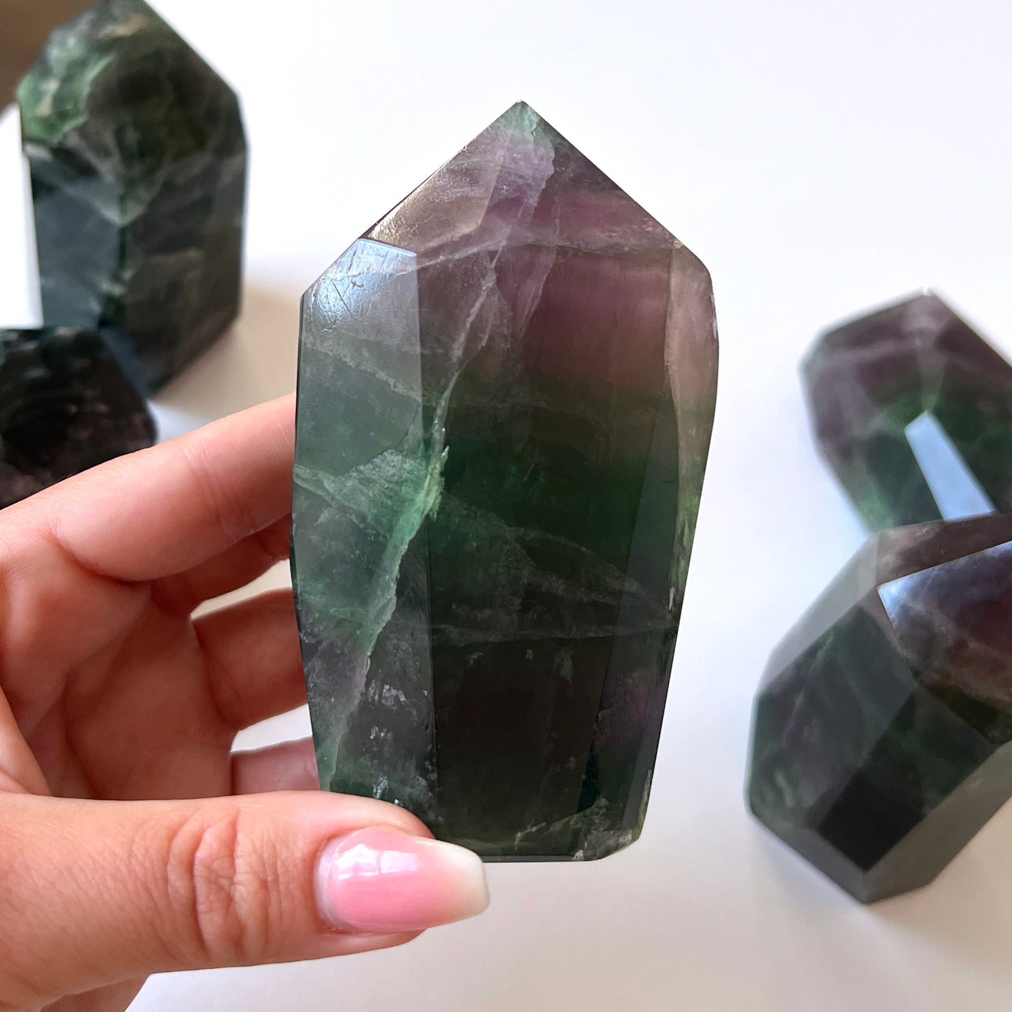 Rainbow Fluorite Faceted Tower
