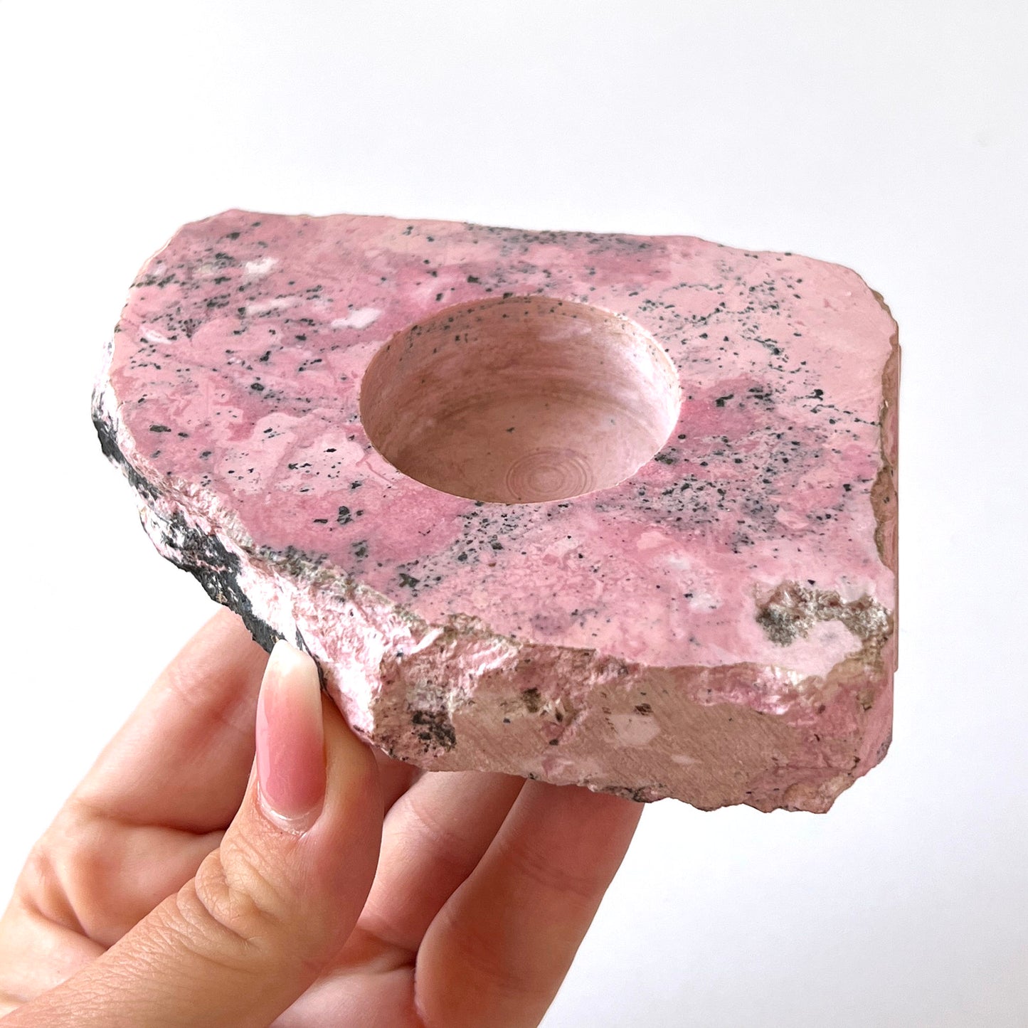 Peruvian Rhodonite Candle Holder