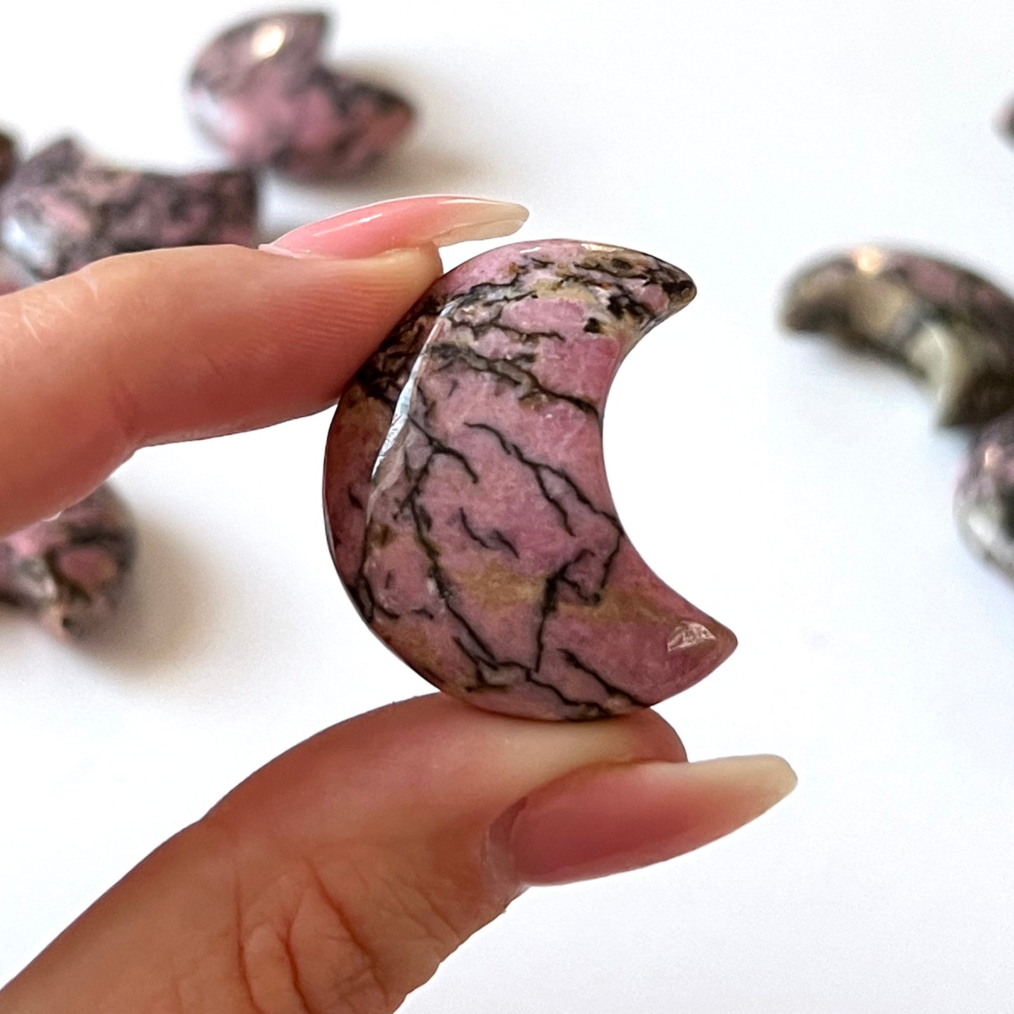 Rhodonite Crescent Moon Carving