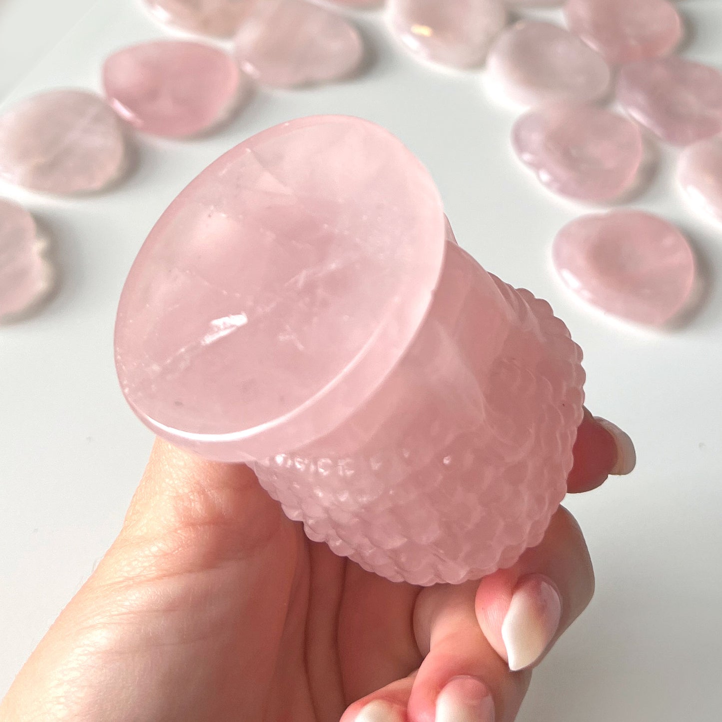 Rose Quartz Buddha Head Carving