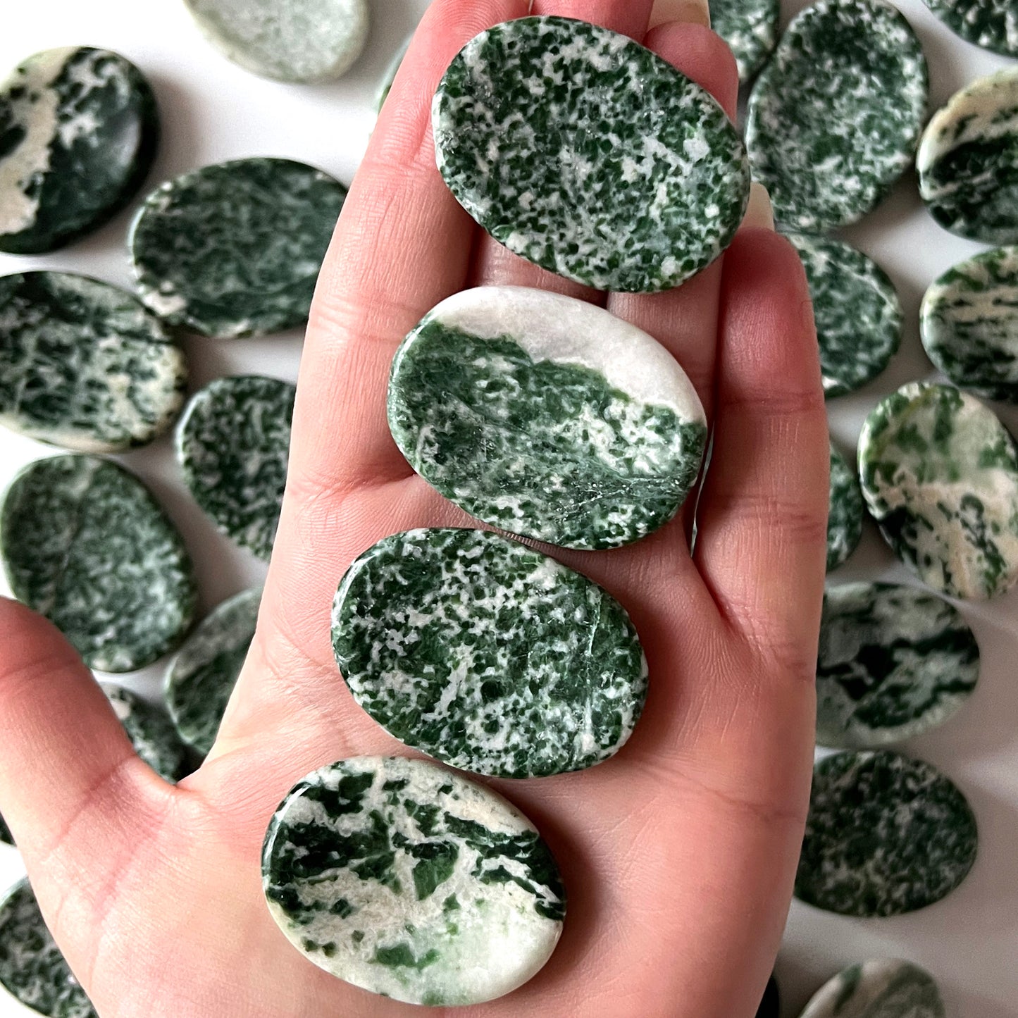 Green Snowflake Epidote Worry Stone