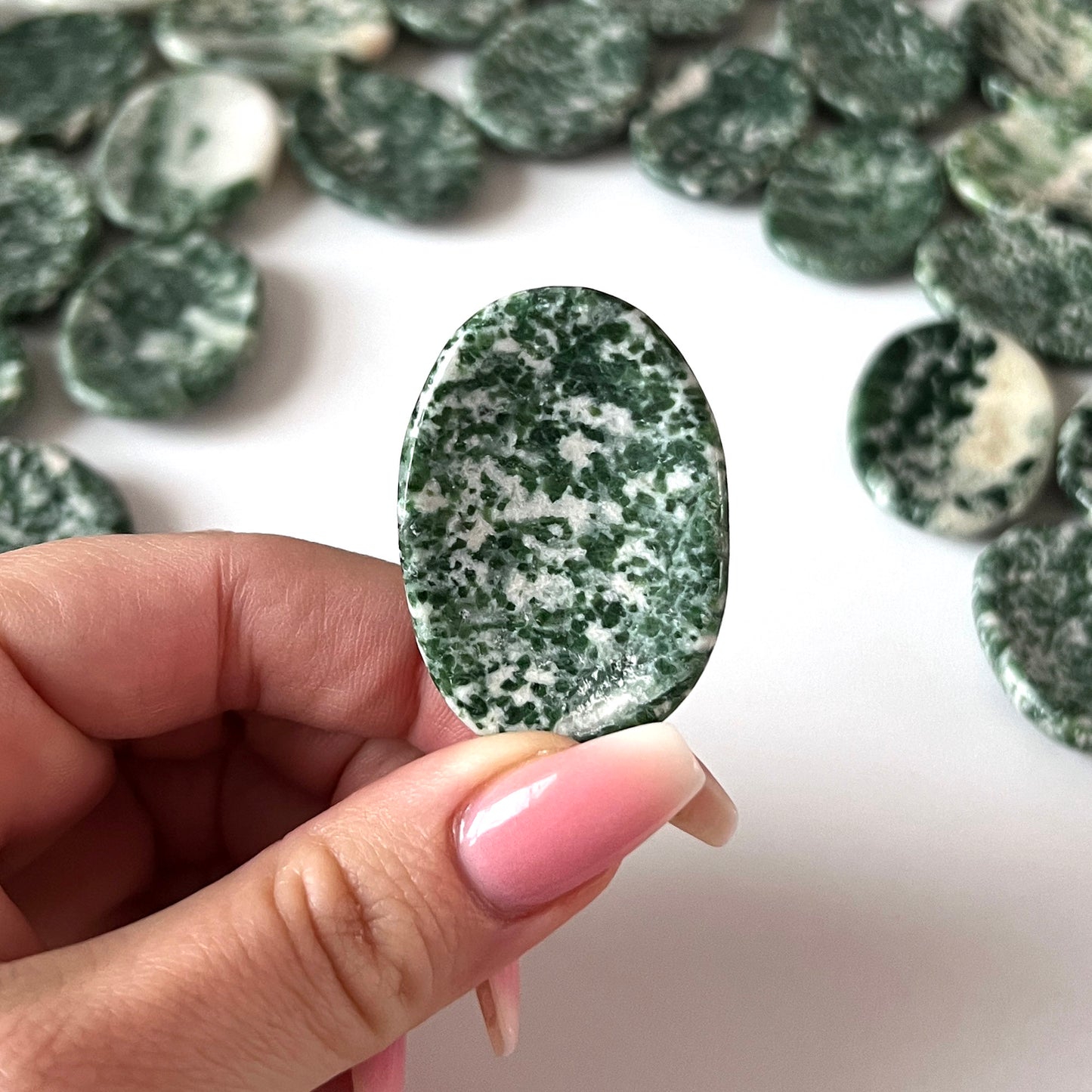 Green Snowflake Epidote Worry Stone
