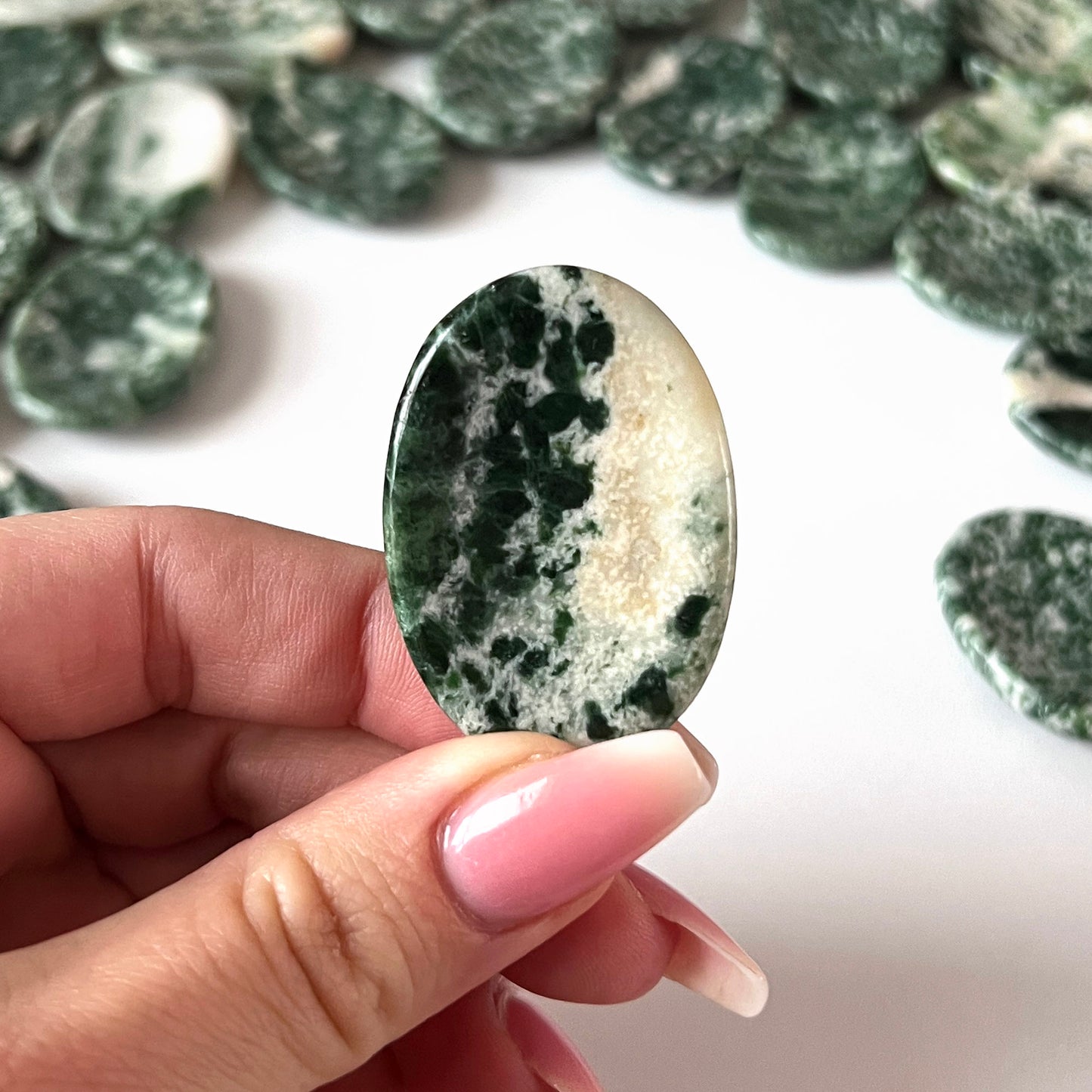 Green Snowflake Epidote Worry Stone
