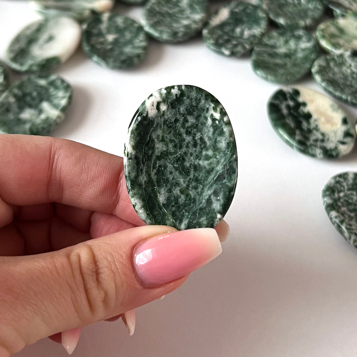 Green Snowflake Epidote Worry Stone