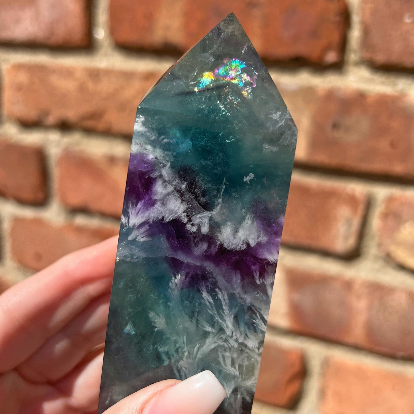 Snowflake Rainbow Fluorite Tower