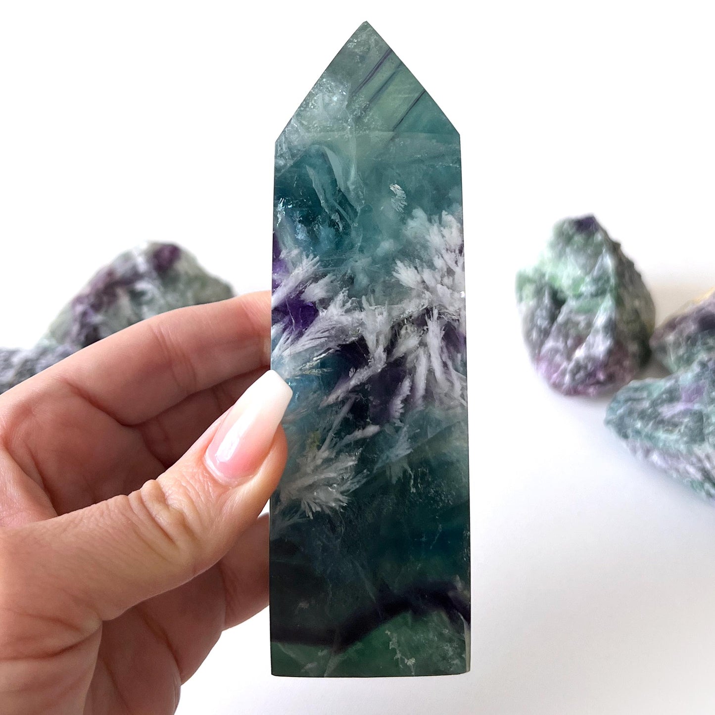 Snowflake Rainbow Fluorite Tower