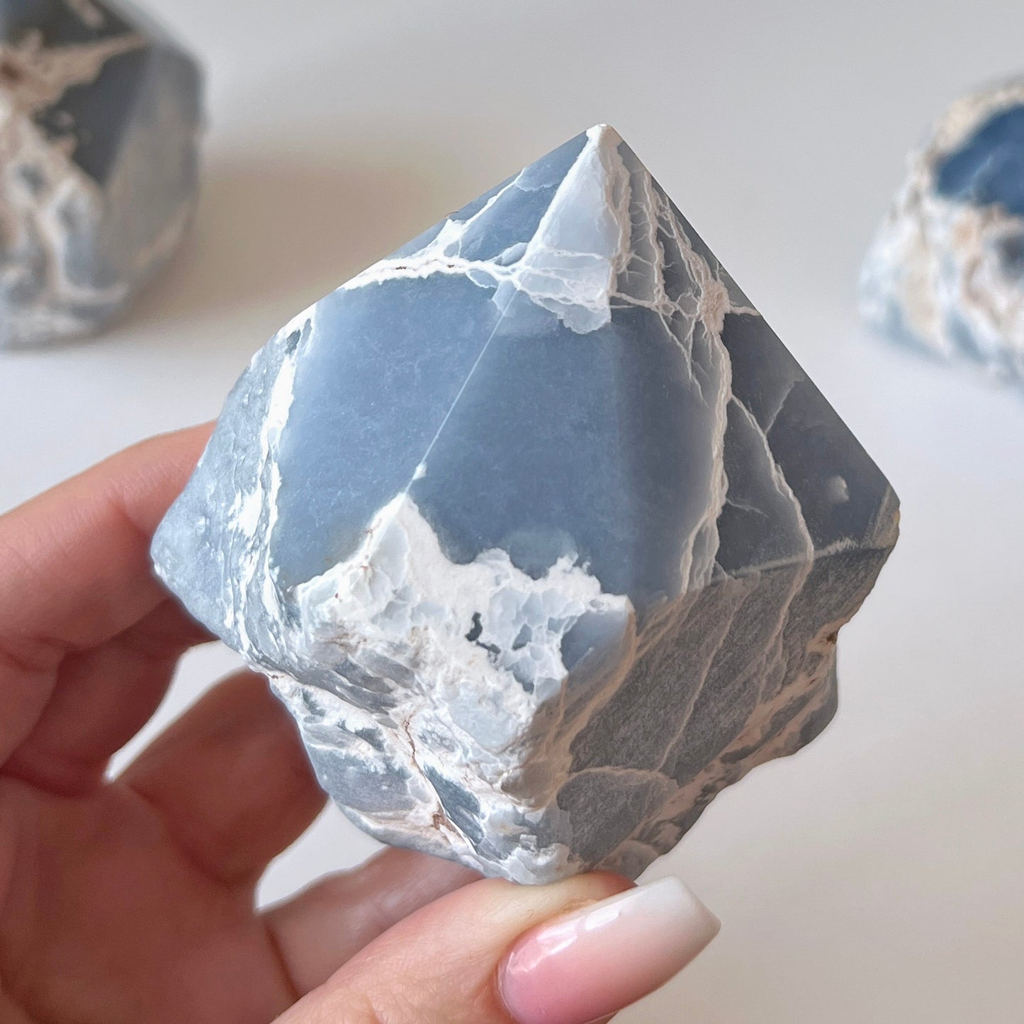 Snowy Angelite Top Polished Point