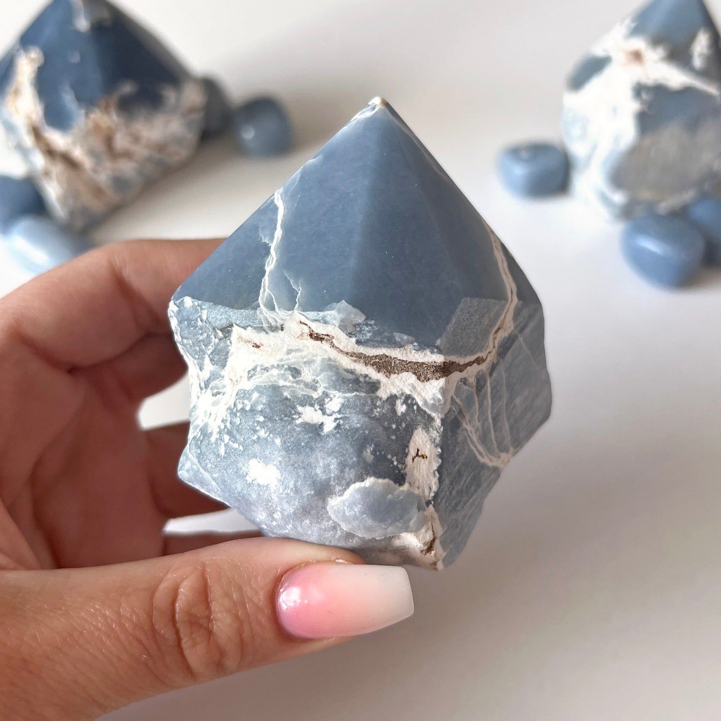 Snowy Angelite Top Polished Point