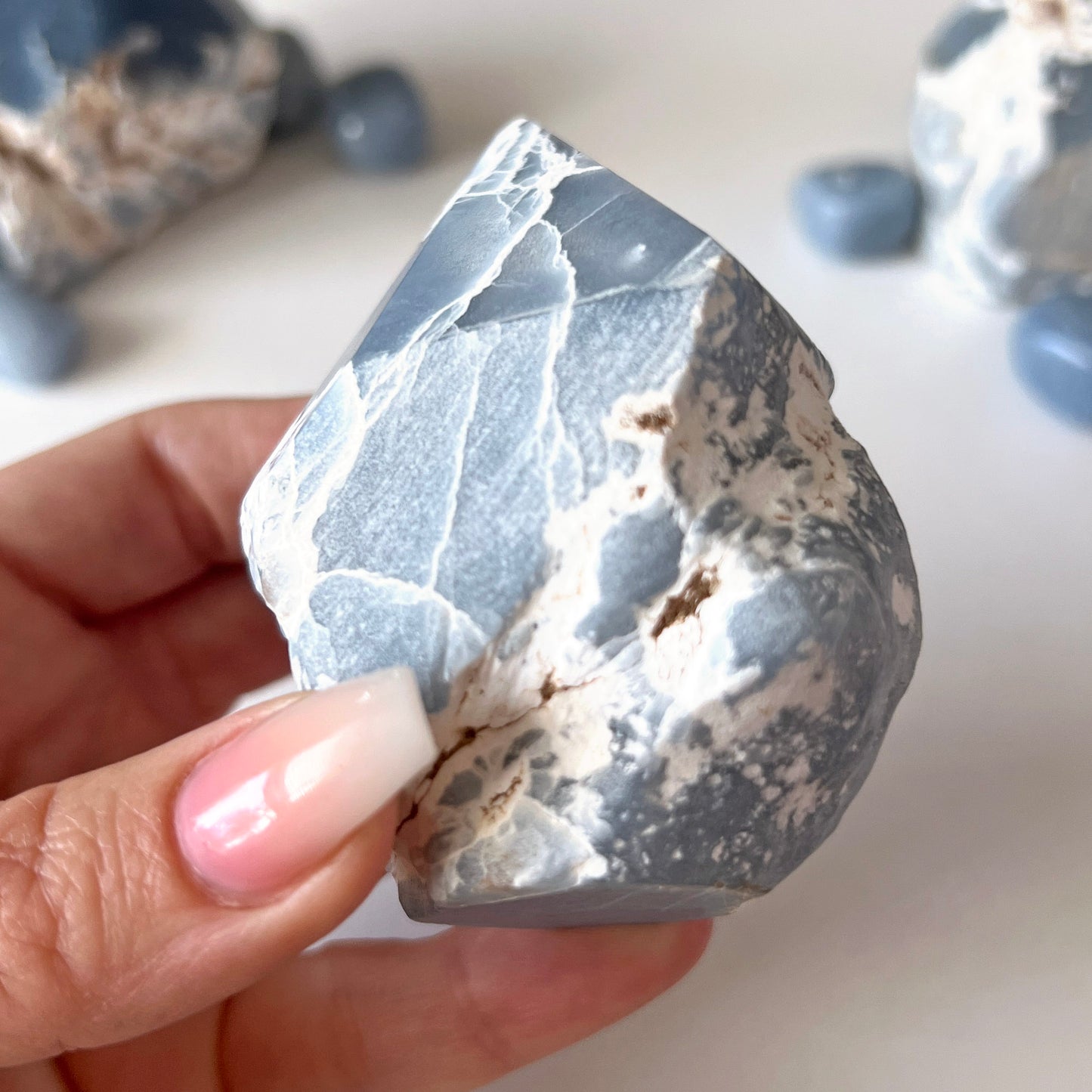 Snowy Angelite Top Polished Point