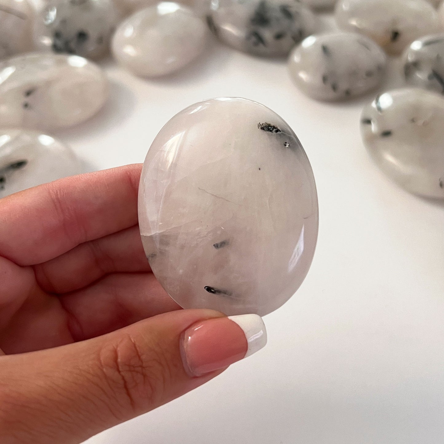 Tourmalinated Quartz Palm Stone
