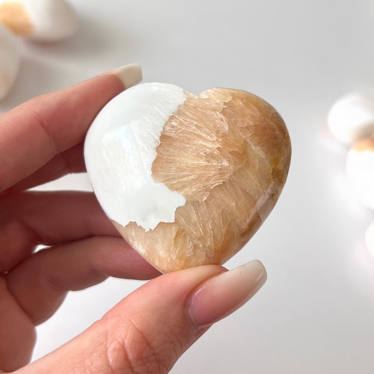 Pink Scolecite with Peach Stilbite Heart