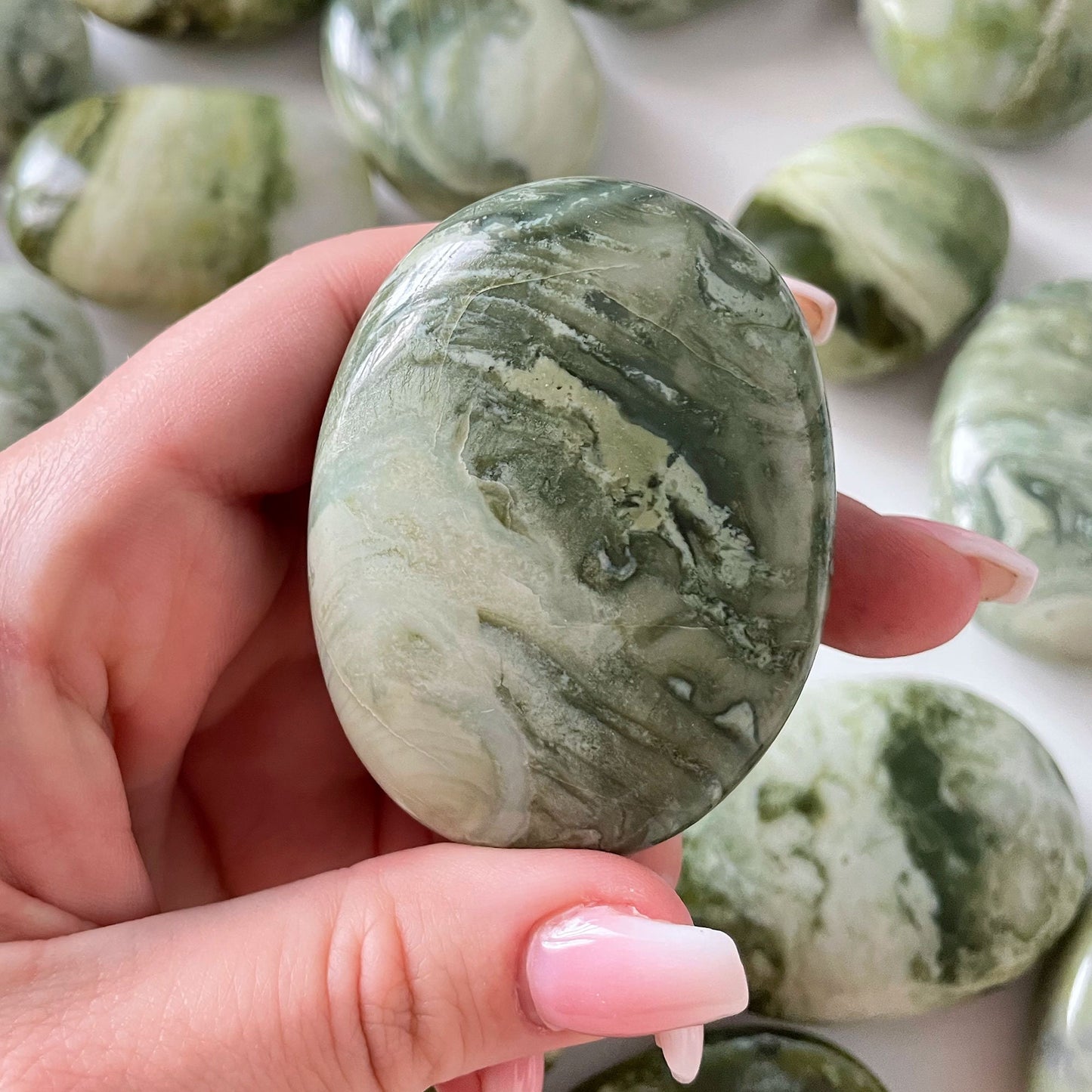 Serpentine Palm Stone