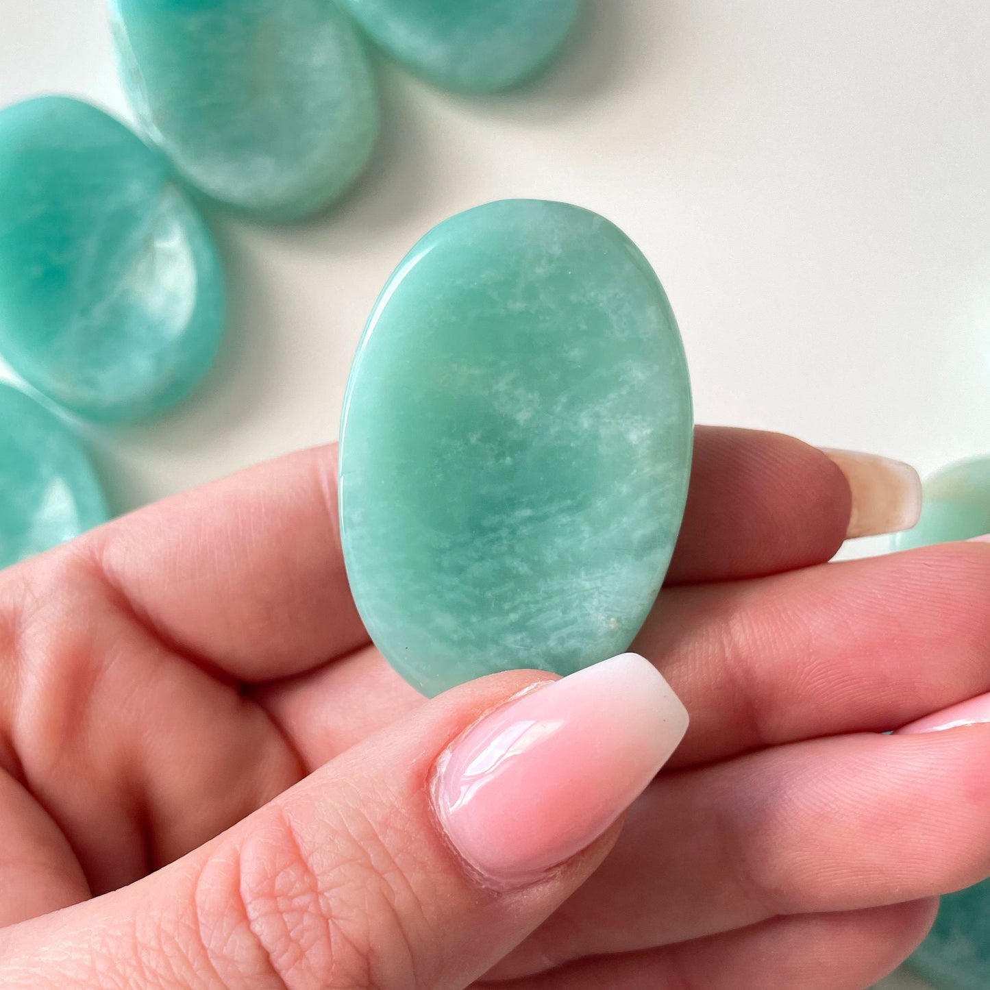 GOOD LUCK Amazonite Worry Stone | Healing | Prosperity Stone | Emotional Balance - Sole Luna