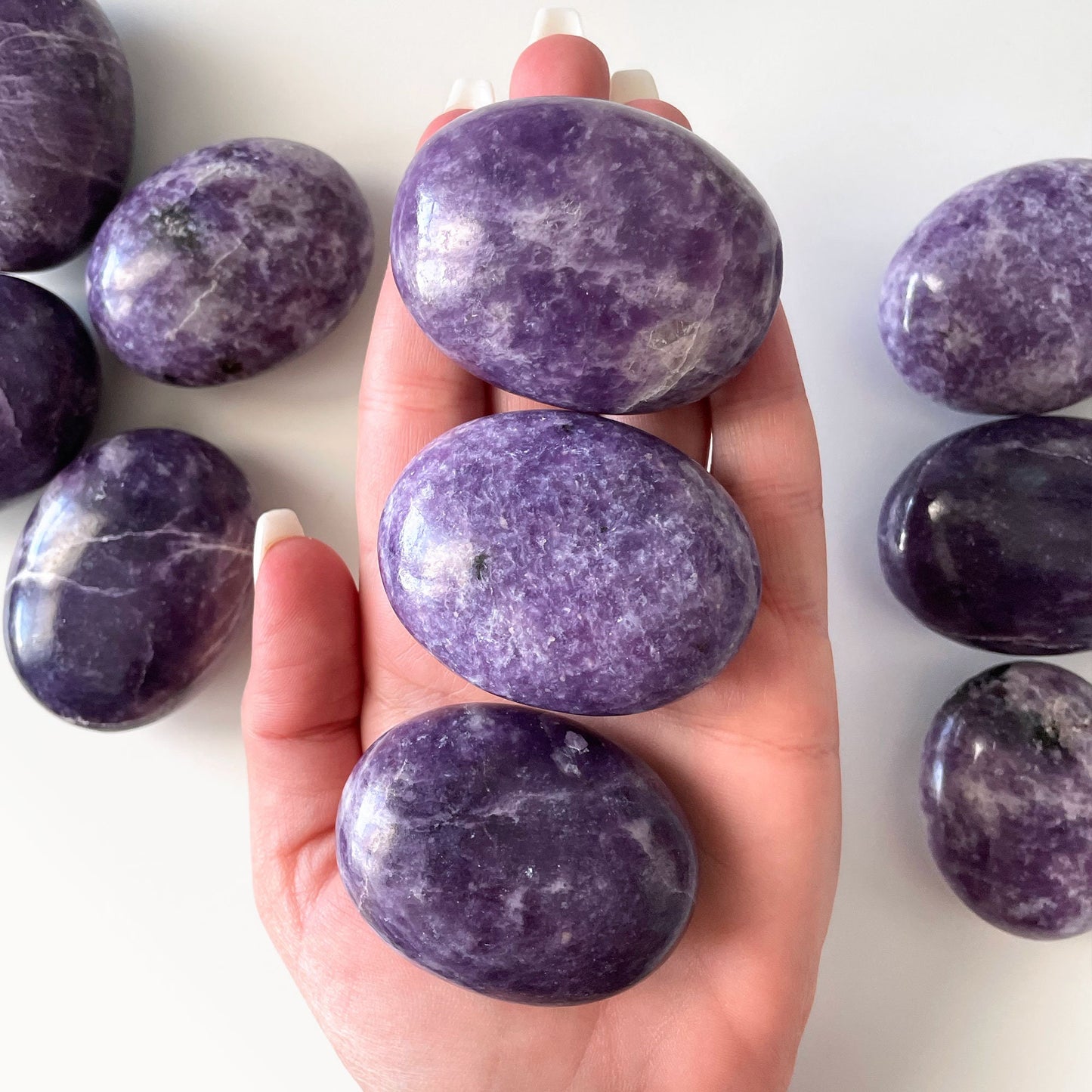 Purple Lepidolite Palm Stone - Sole Luna