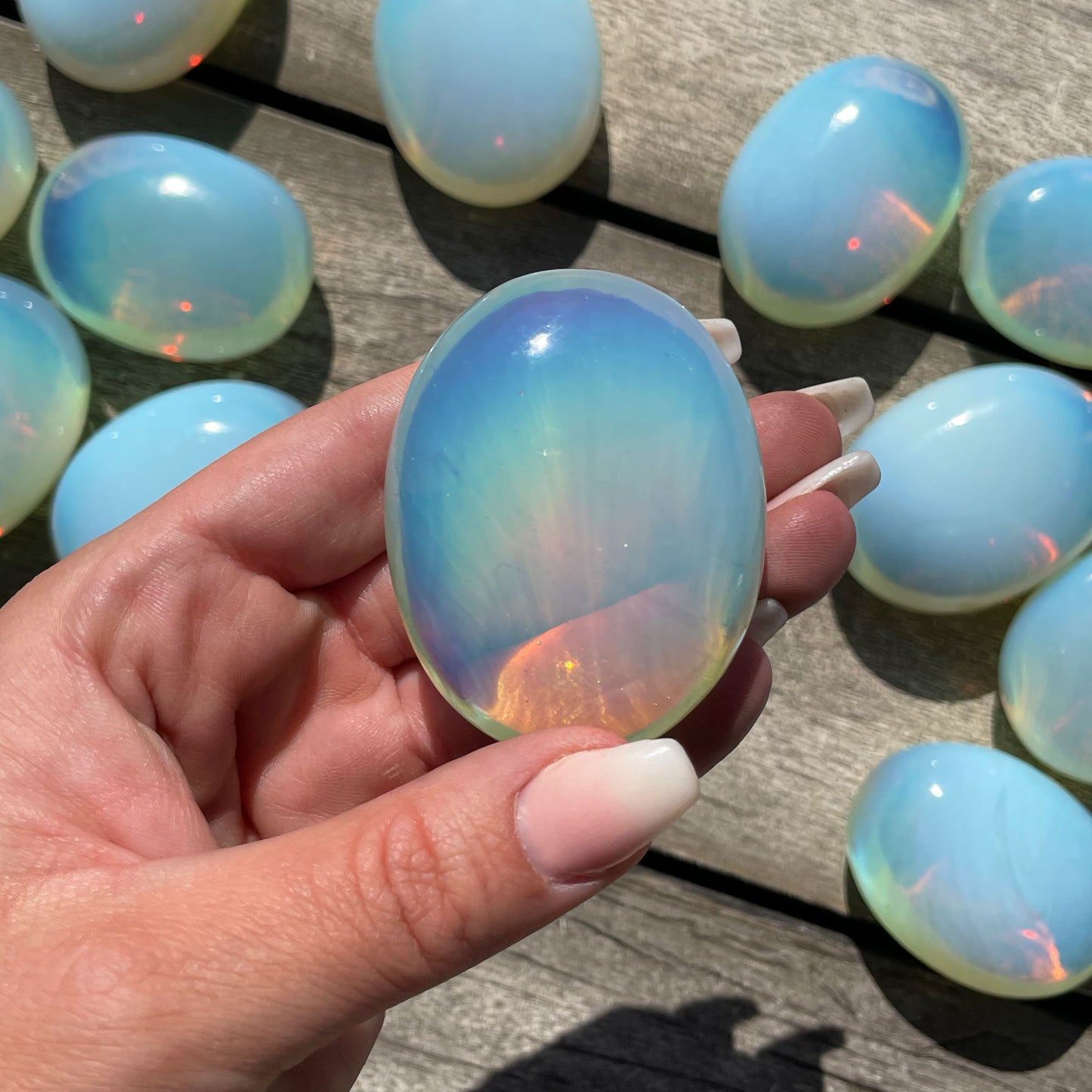 Opalite Palm Stone | Opalite Glass - Sole Luna