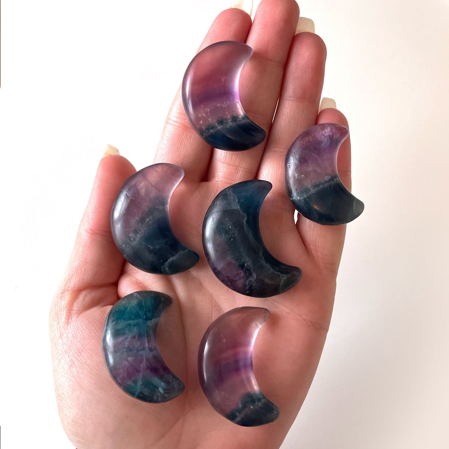 Crescent Moon Rainbow Fluorite Crystal | Crown Chakra | Meditation | Intuition - Sole Luna