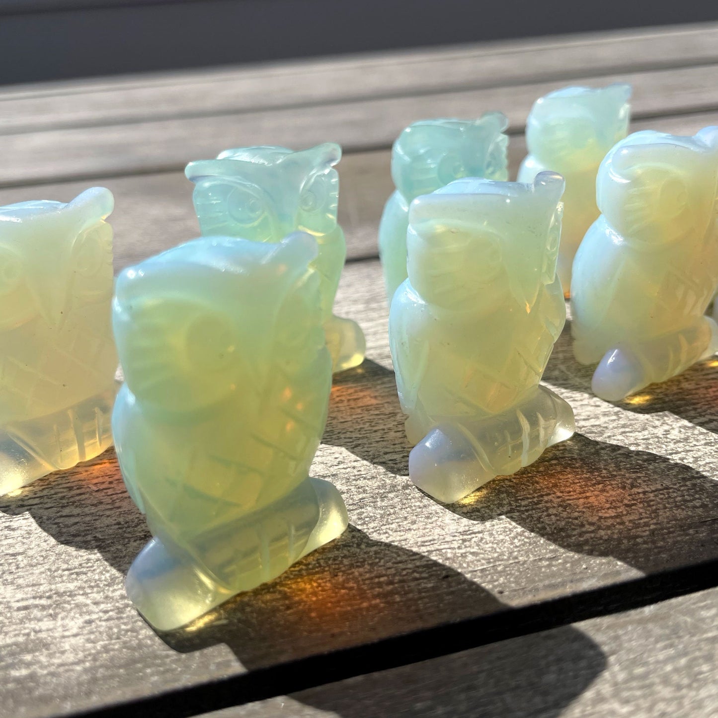 Opalite Carved Owl | Opalite Glass Owl | Owl Wisdom Carving - Sole Luna
