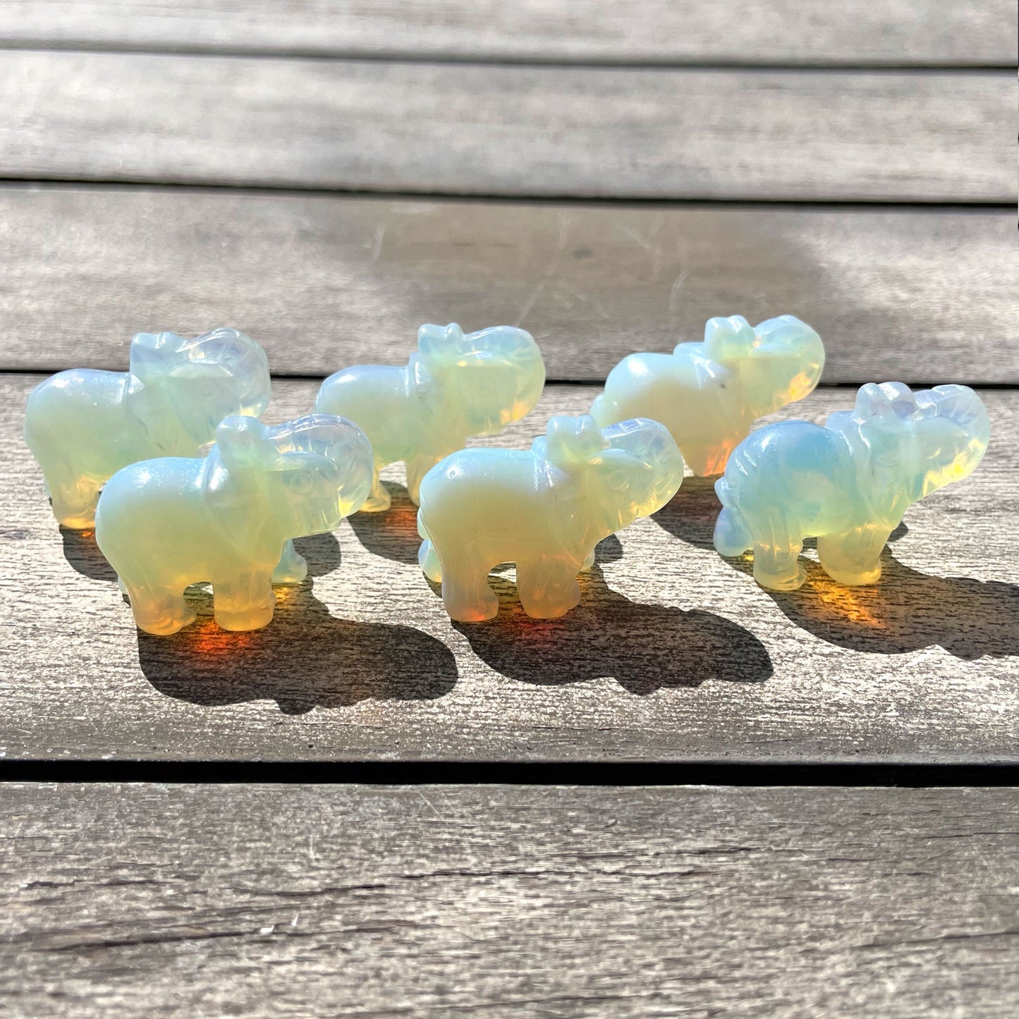 Opalite Carved Elephant | Opalite Glass | Elephant Carving - Sole Luna