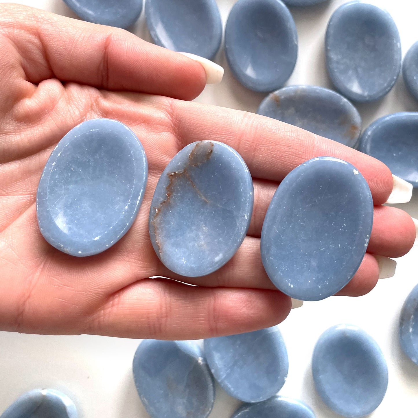 Angelite Worry Stone - Sole Luna