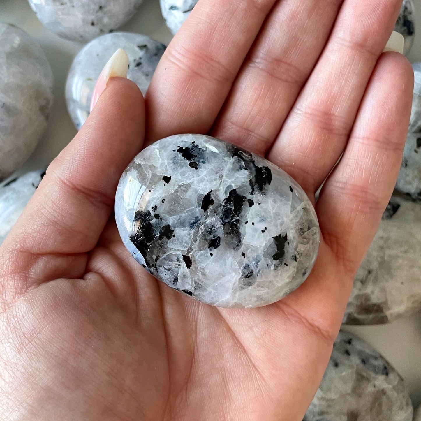 Rainbow Moonstone Palm Stone | Intuition | Harmony | Hope - Sole Luna
