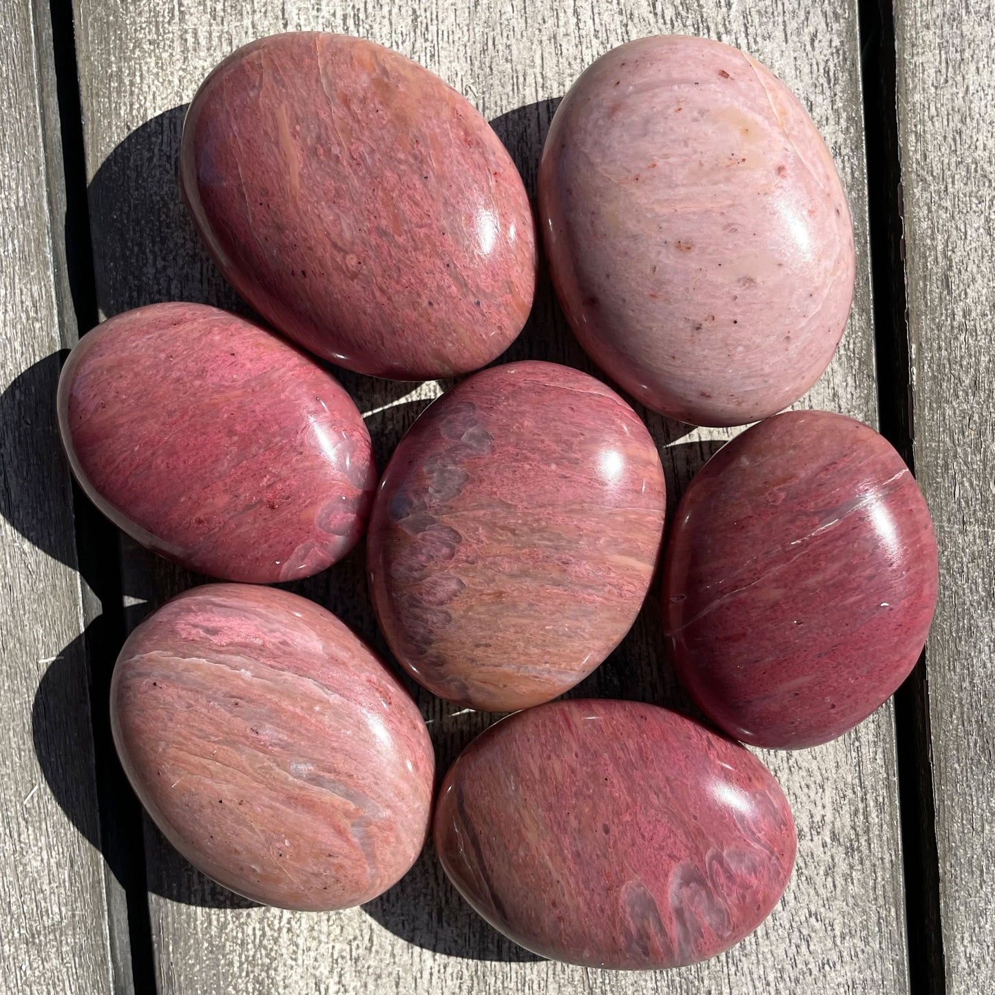 Pink Petrified Wood Palm Stone
