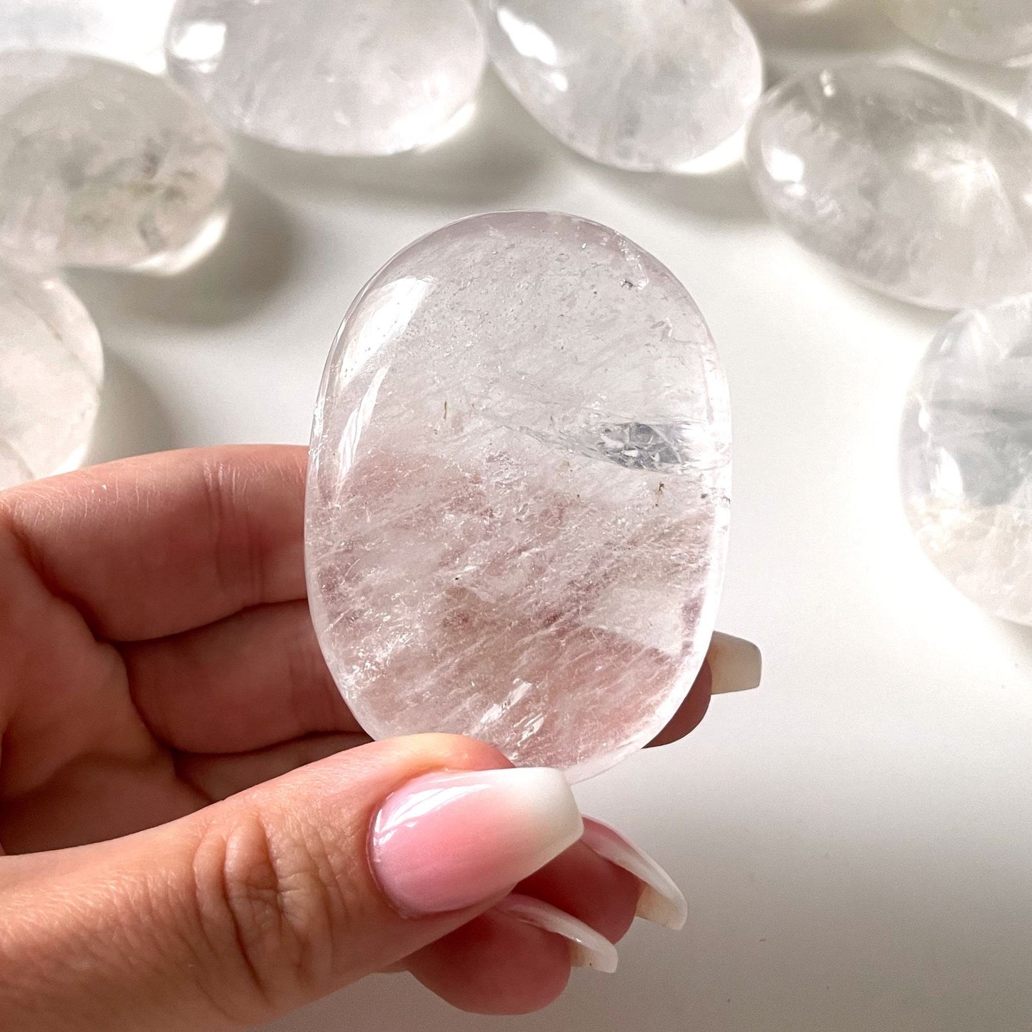 Clear Quartz Palm Stone l | Crown Chakra | Amplifying Crystal - Sole Luna