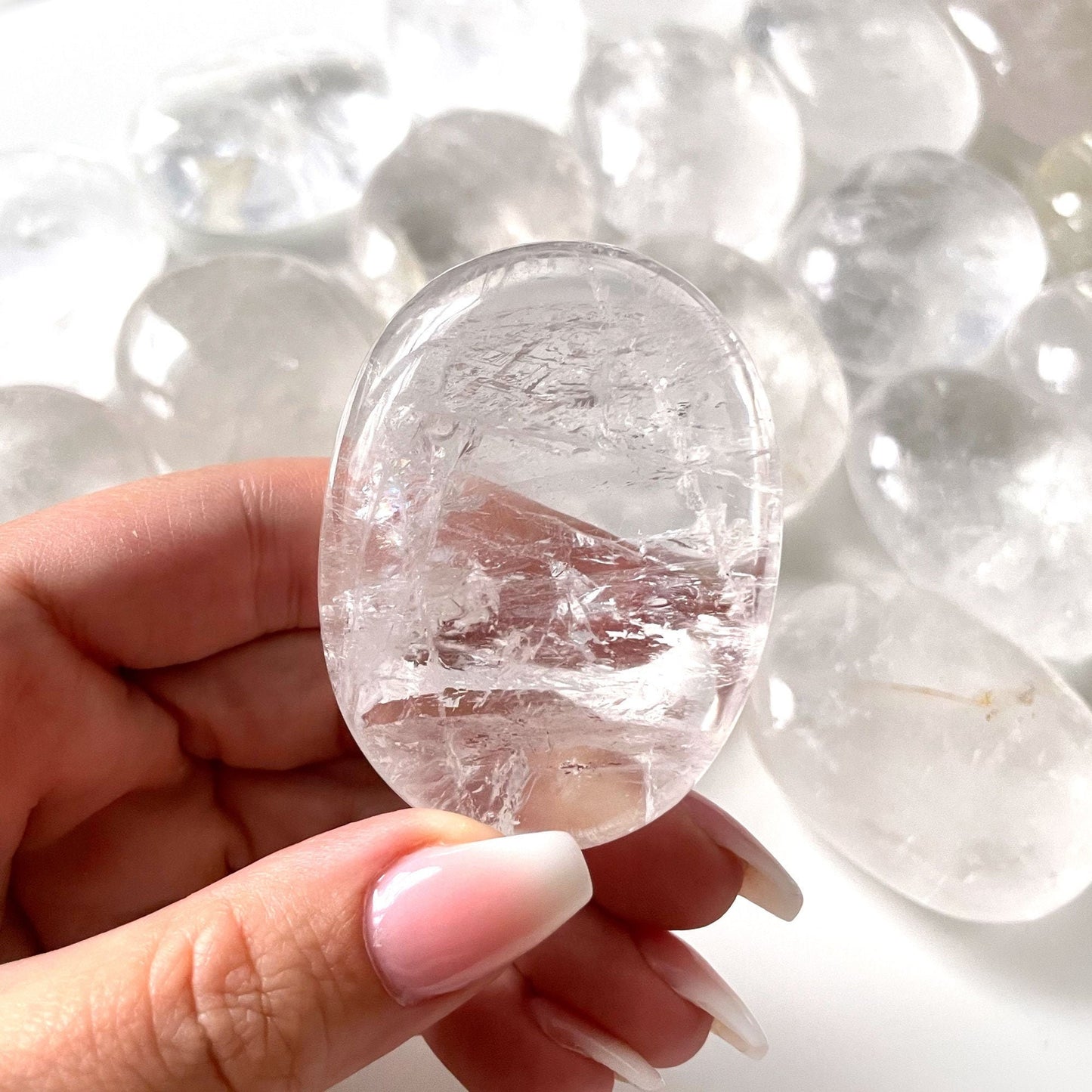 Clear Quartz Palm Stone l | Crown Chakra | Amplifying Crystal - Sole Luna