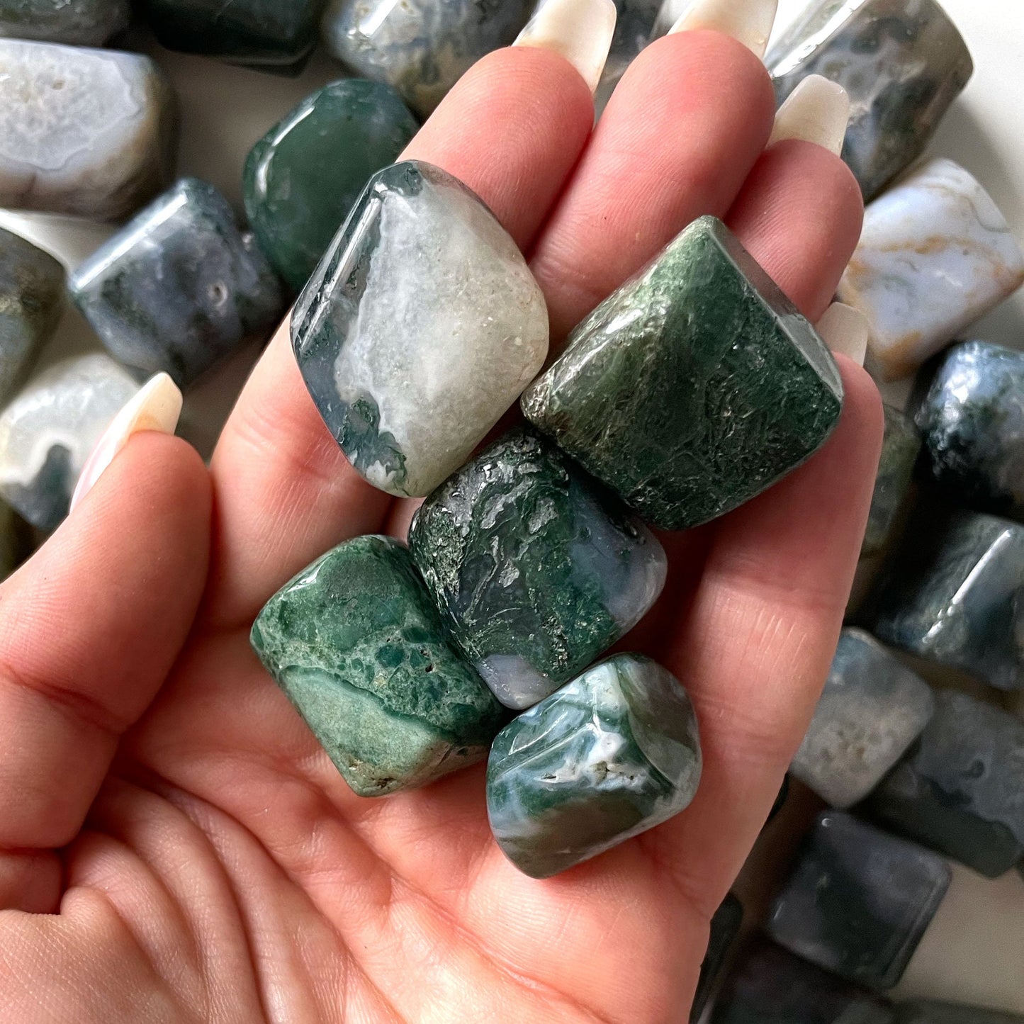 Moss Agate Tumbled