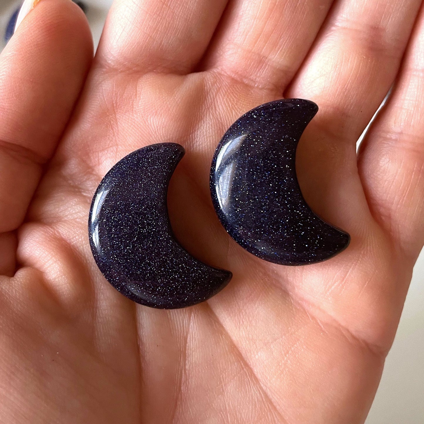 Blue Goldstone Crescent Moon