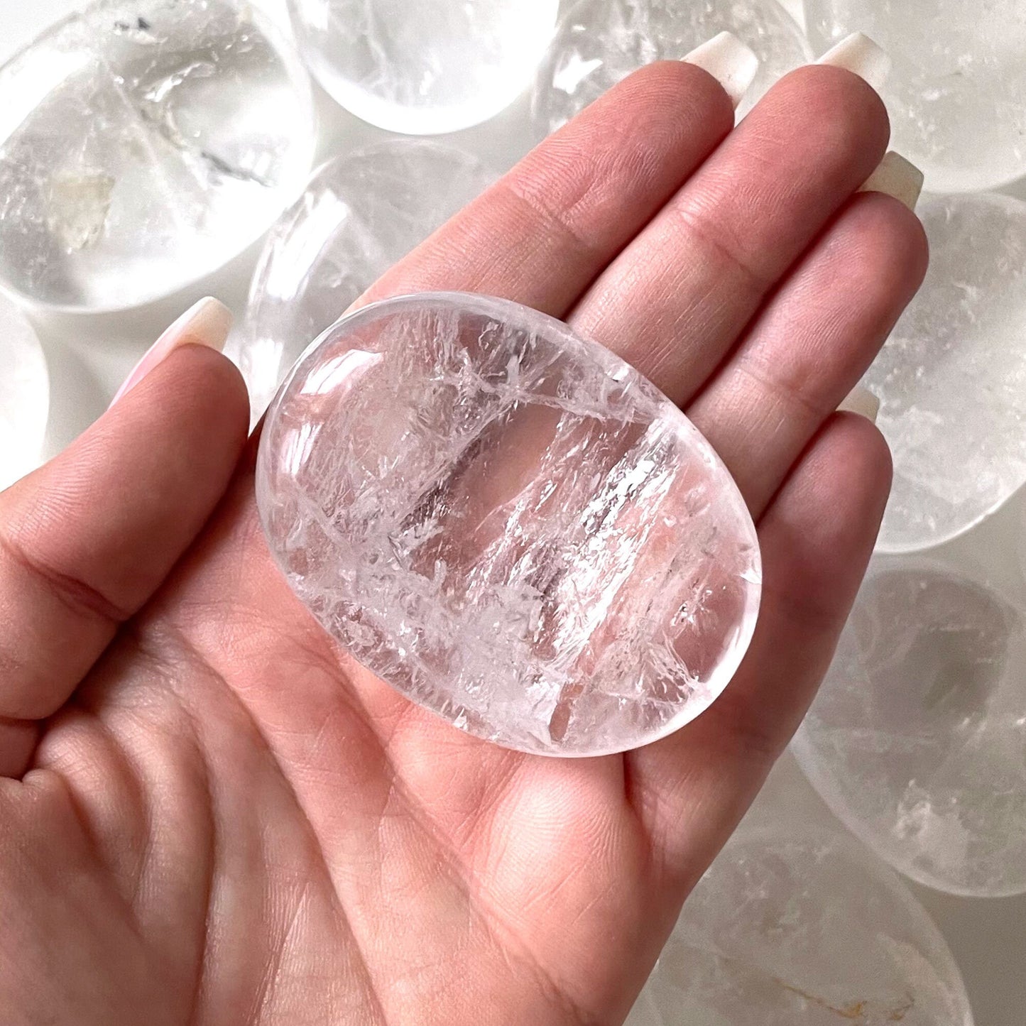 Clear Quartz Palm Stone l | Crown Chakra | Amplifying Crystal - Sole Luna