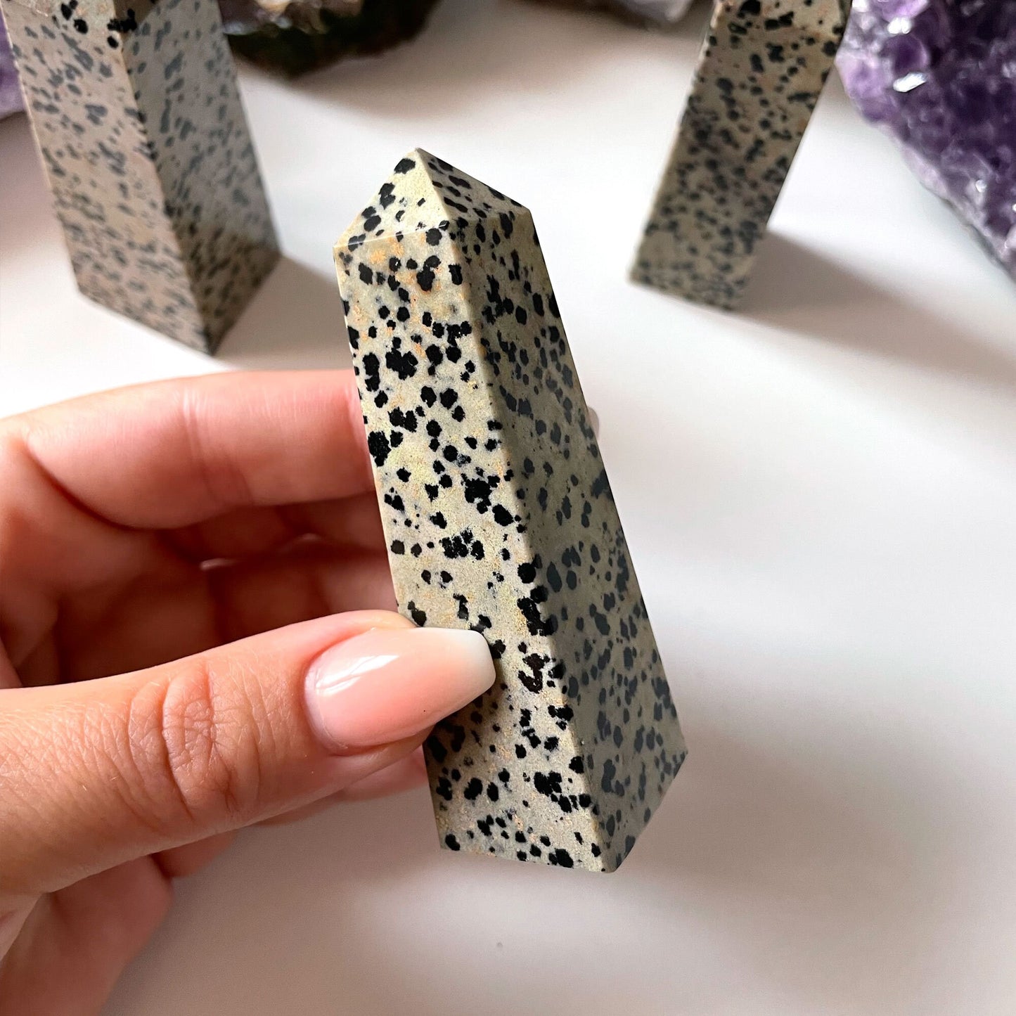 Dalmatian Jasper Obelisk Tower | Joy and Happiness Crystal | Grounding | Protection - Sole Luna