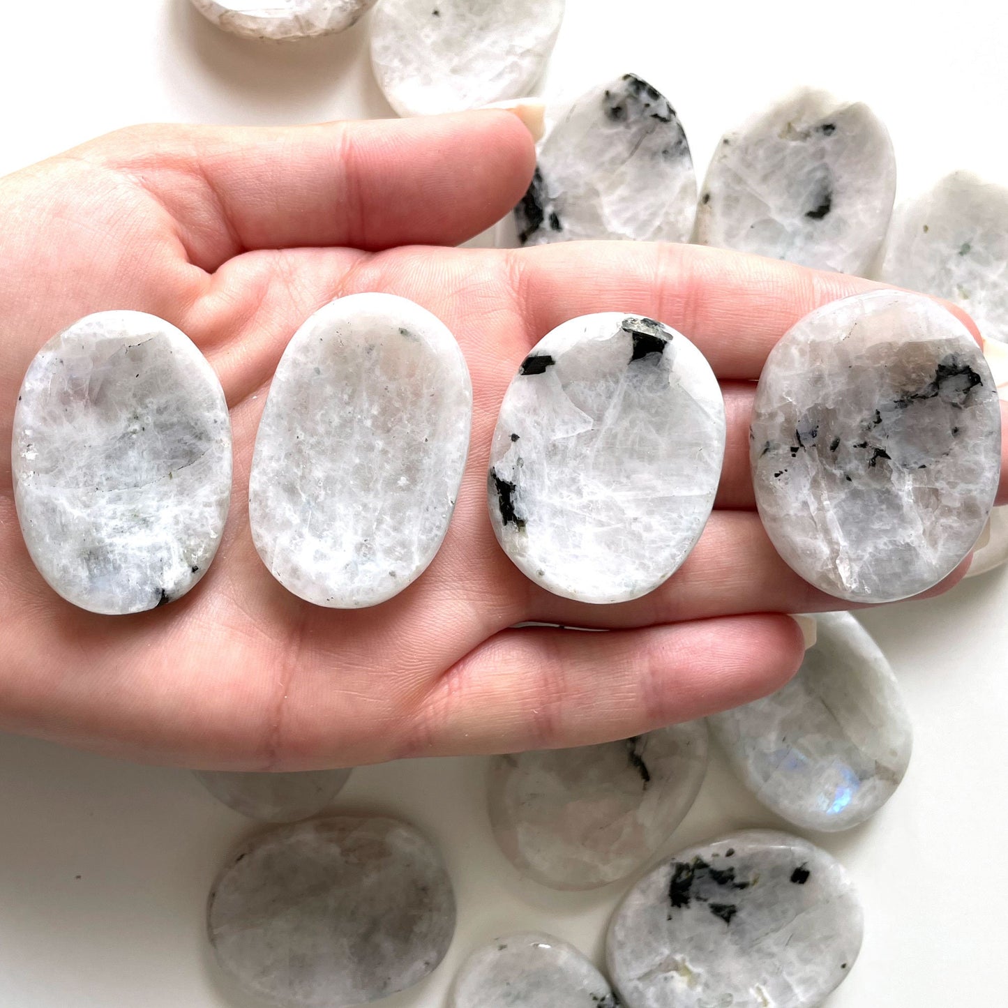 Rainbow Moonstone Worry Stone | White Labradorite | Harmony | Hope - Sole Luna