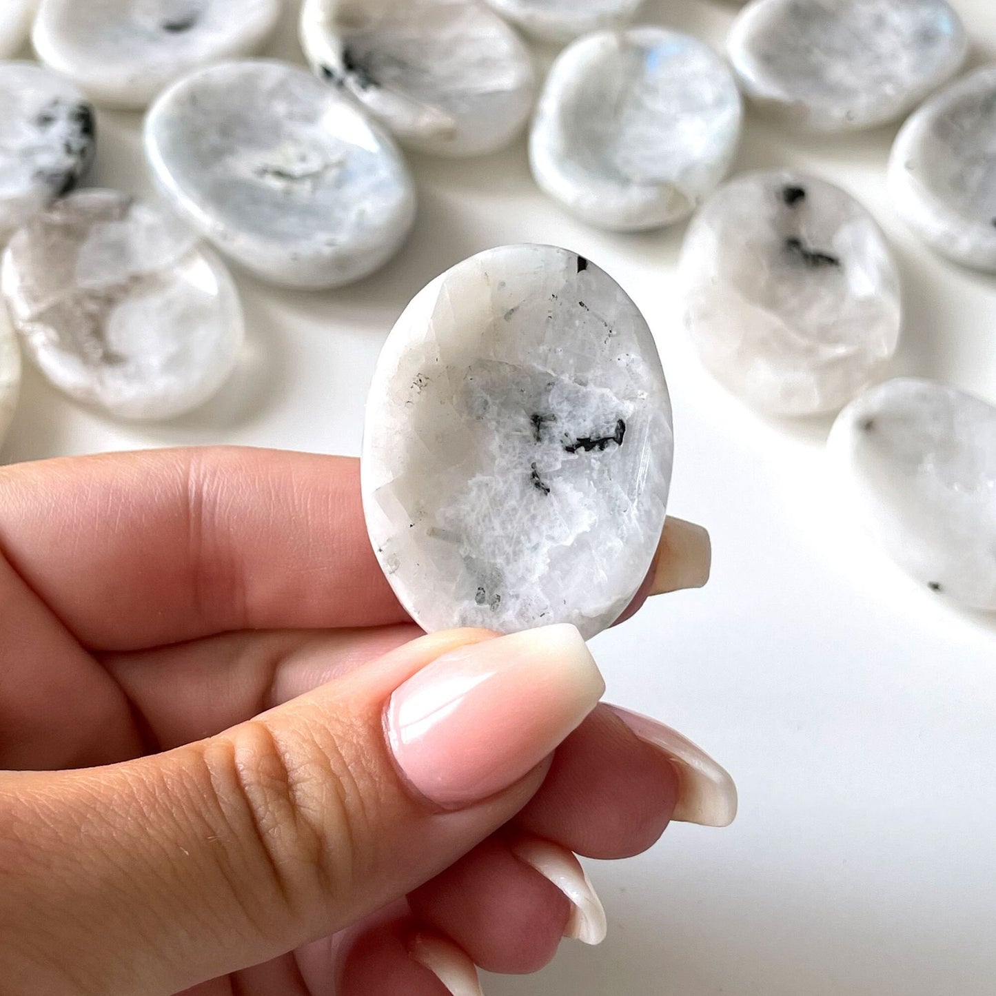 Rainbow Moonstone Worry Stone | White Labradorite | Harmony | Hope - Sole Luna