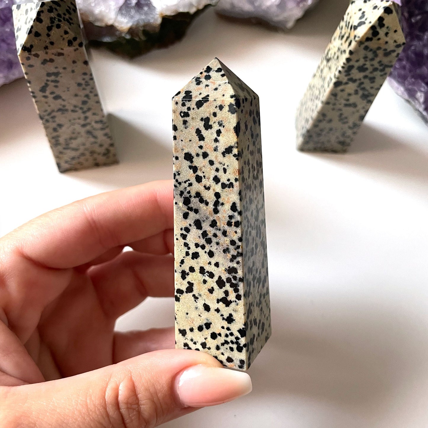 Dalmatian Jasper Obelisk Tower | Joy and Happiness Crystal | Grounding | Protection - Sole Luna