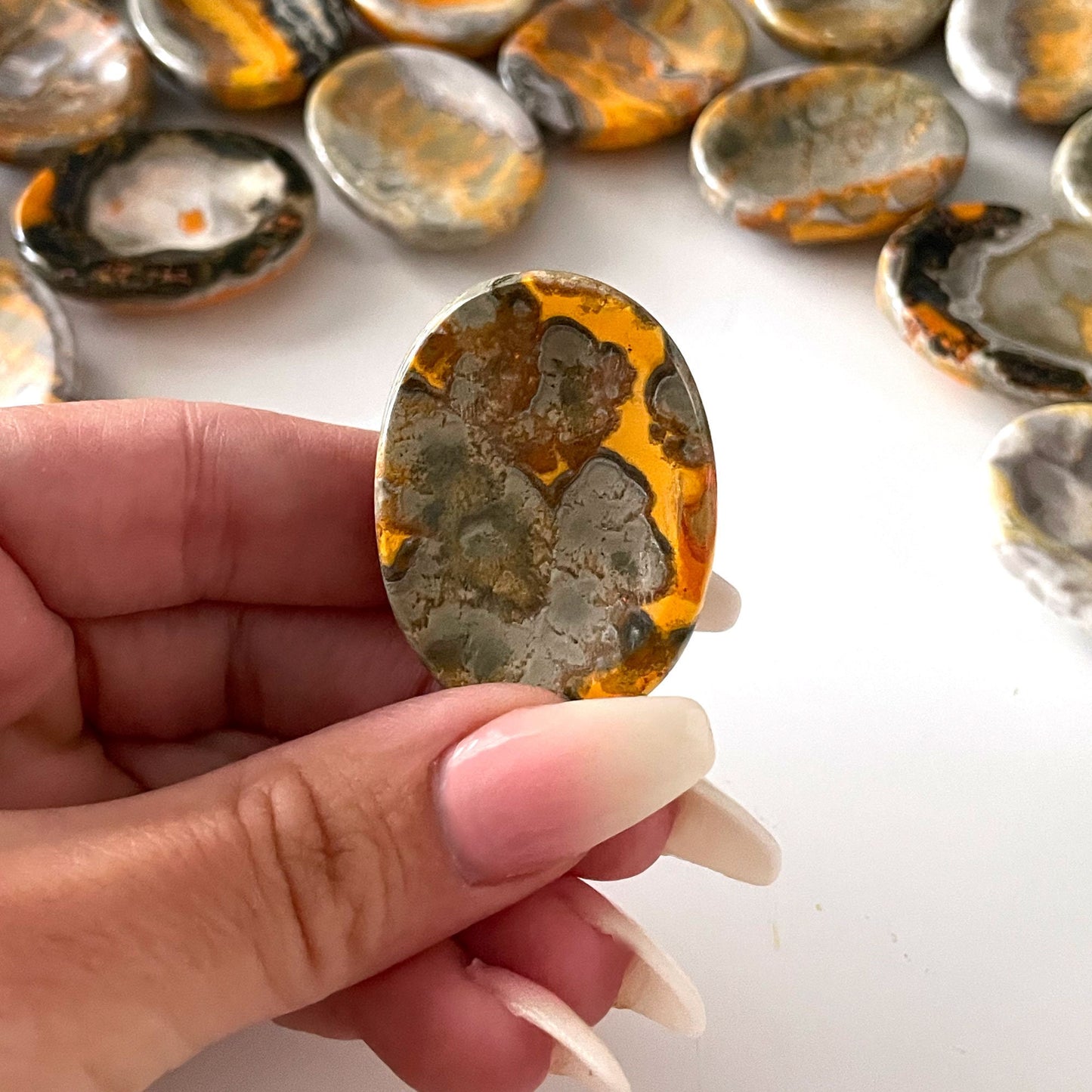 HIGH QUALITY Bumble Bee Jasper Worry Stone from Indonesia | Confidence | Creativity | Energy - Sole Luna
