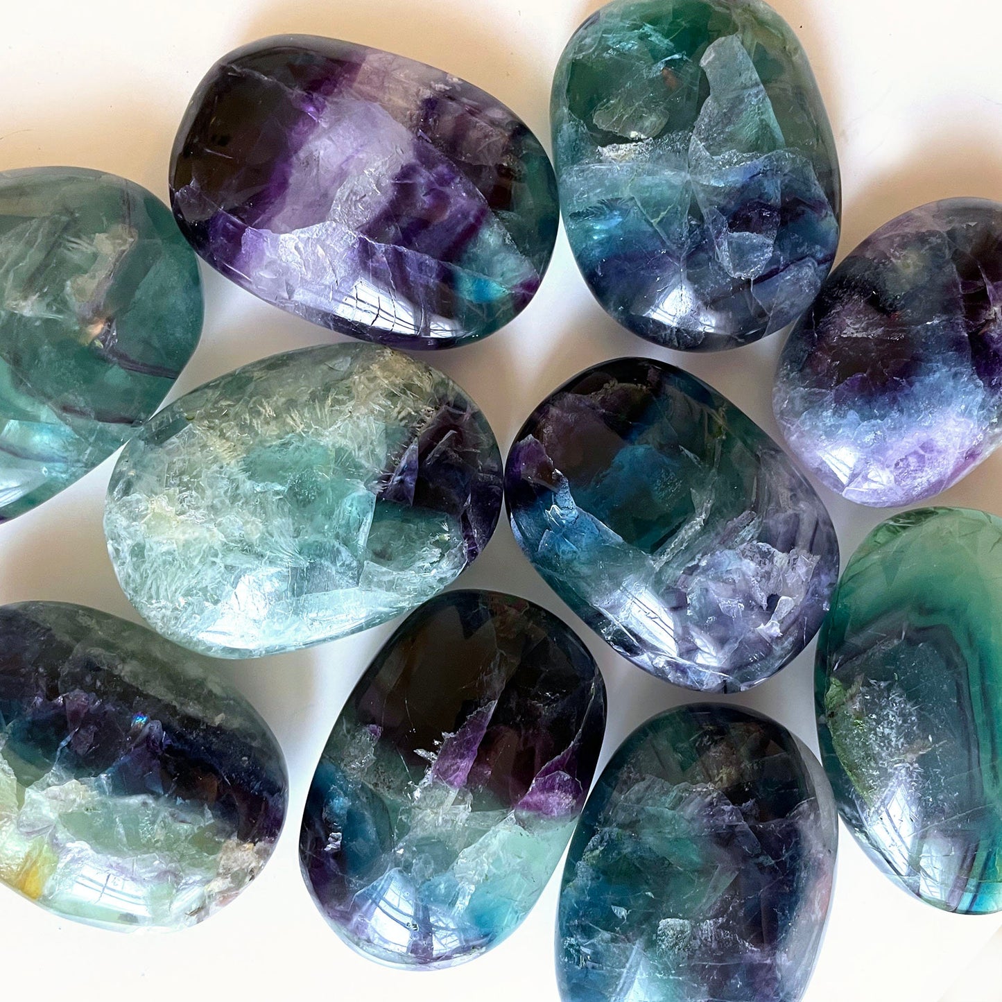 HIGH QUALITY Fluorite Palm Stone | Rainbow Fluorite Crystal | Meditation | Intuition - Sole Luna