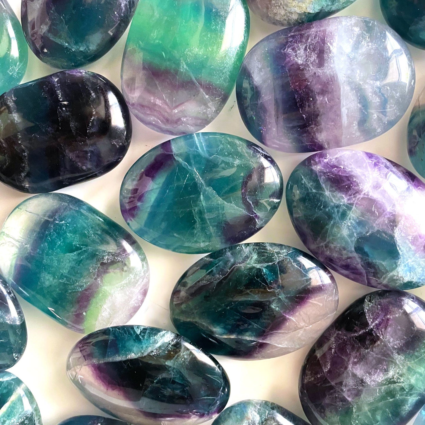 HIGH QUALITY Fluorite Palm Stone | Rainbow Fluorite Crystal | Meditation | Intuition - Sole Luna