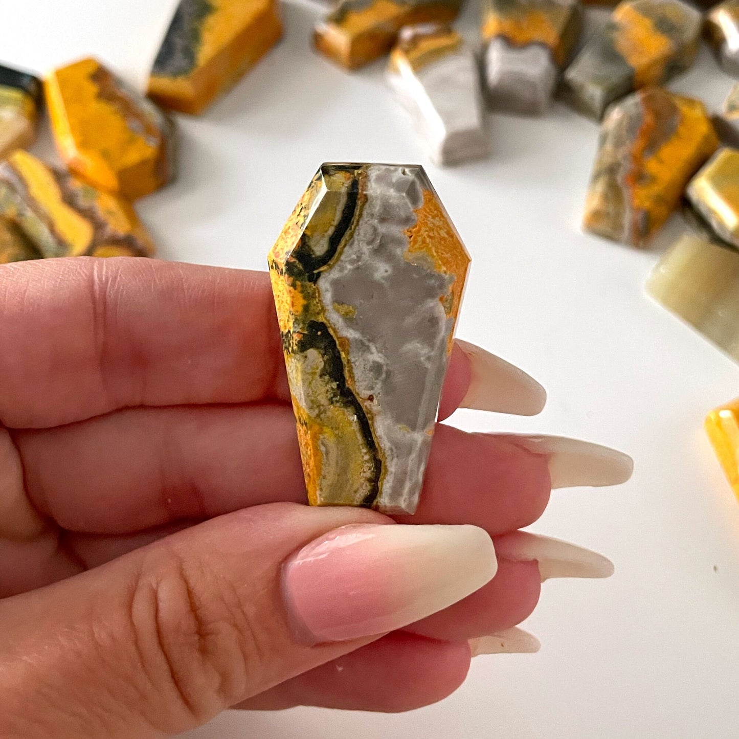 Bumble Bee Jasper Coffin Carving from Indonesia | Confidence | Creativity | Energy - Sole Luna