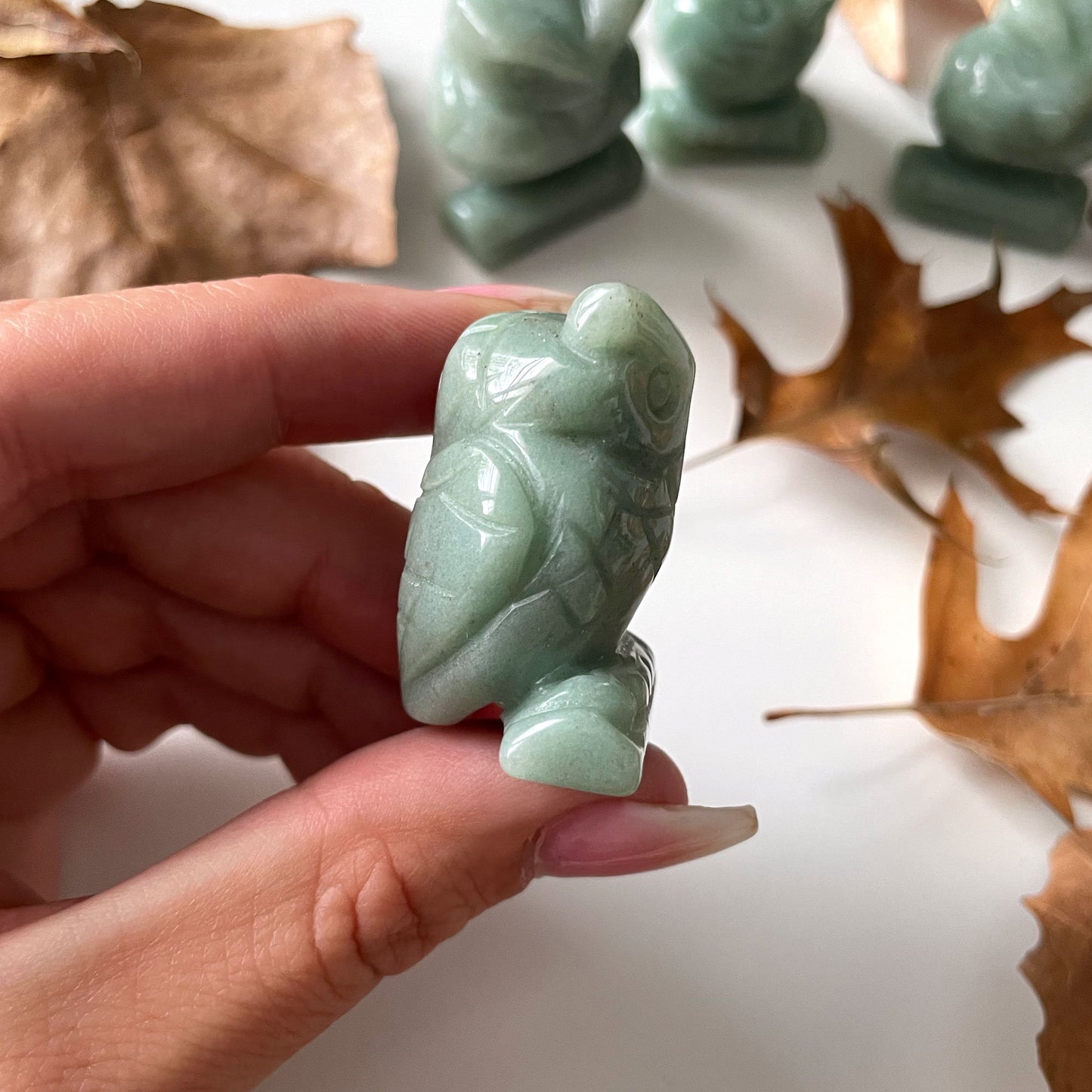 Green Aventurine Carved Owl | Good Luck Crystal | Opportunity | Prosperity | Abundance - Sole Luna
